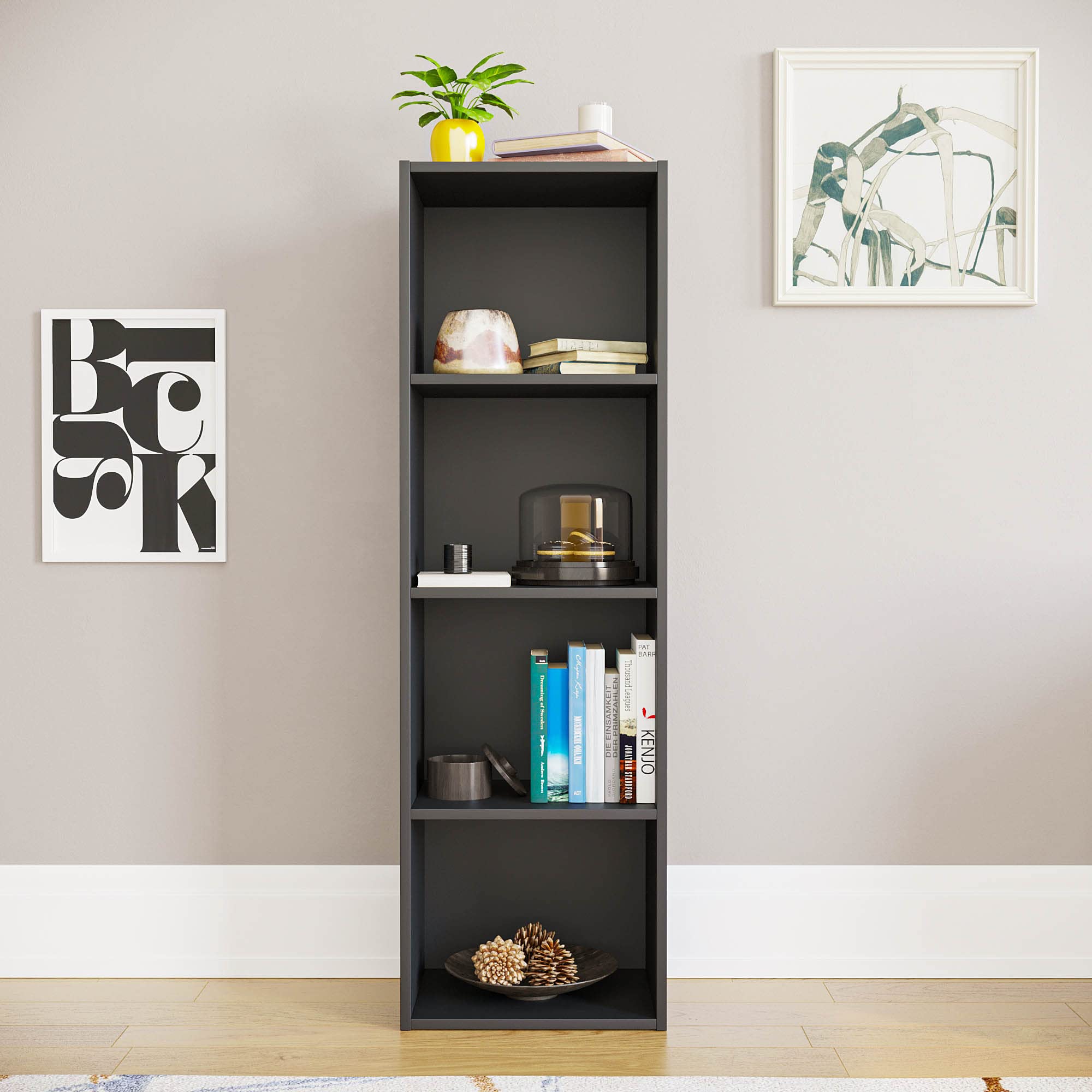 Vida Designs Oxford 4 Tier Cube Bookcase - Sturdy Wood Construction | Black | H 106 x W 32 x D 24 Cm 2