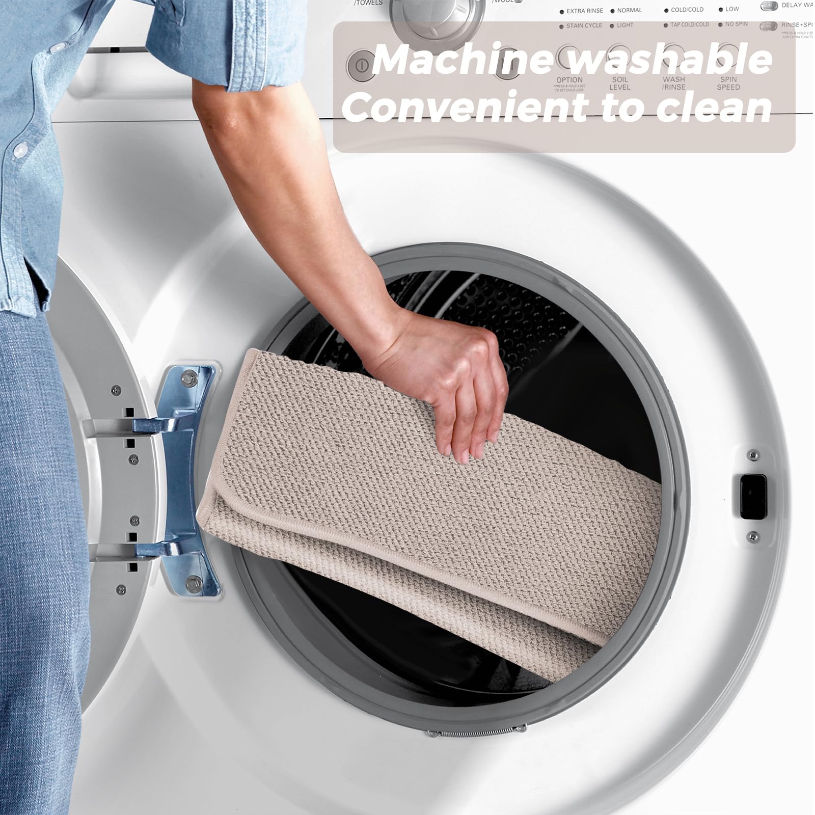 Woobroo 2 PCS Microfibre Drying Mat - 45x60CM Absorbent Sink Drainer | Heat Resistant Beige 3