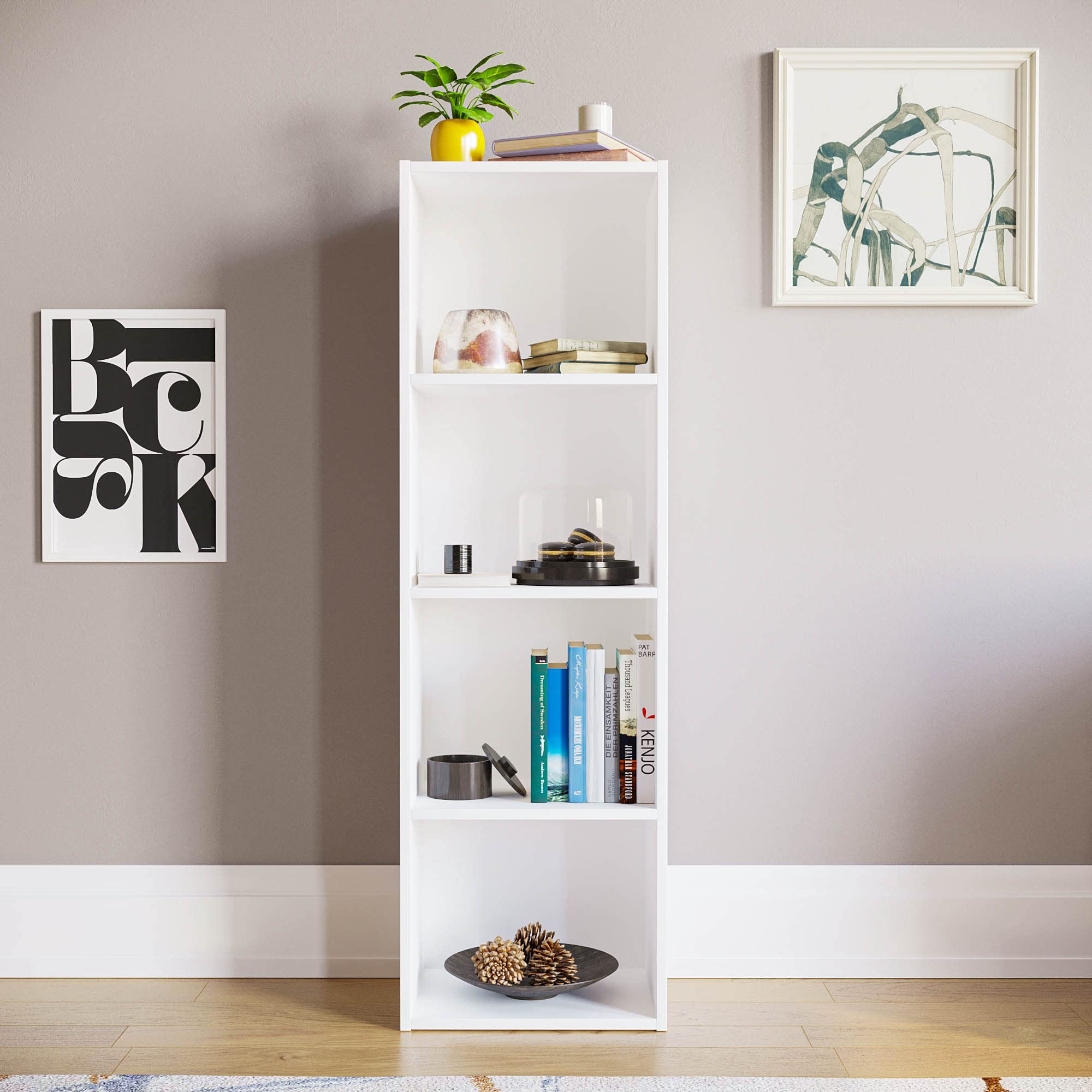 Vida Designs Oxford 4 Tier Cube Bookcase - White Wooden Shelving | H 106 x W 32 x D 24 Cm | Max Load 50kg 2