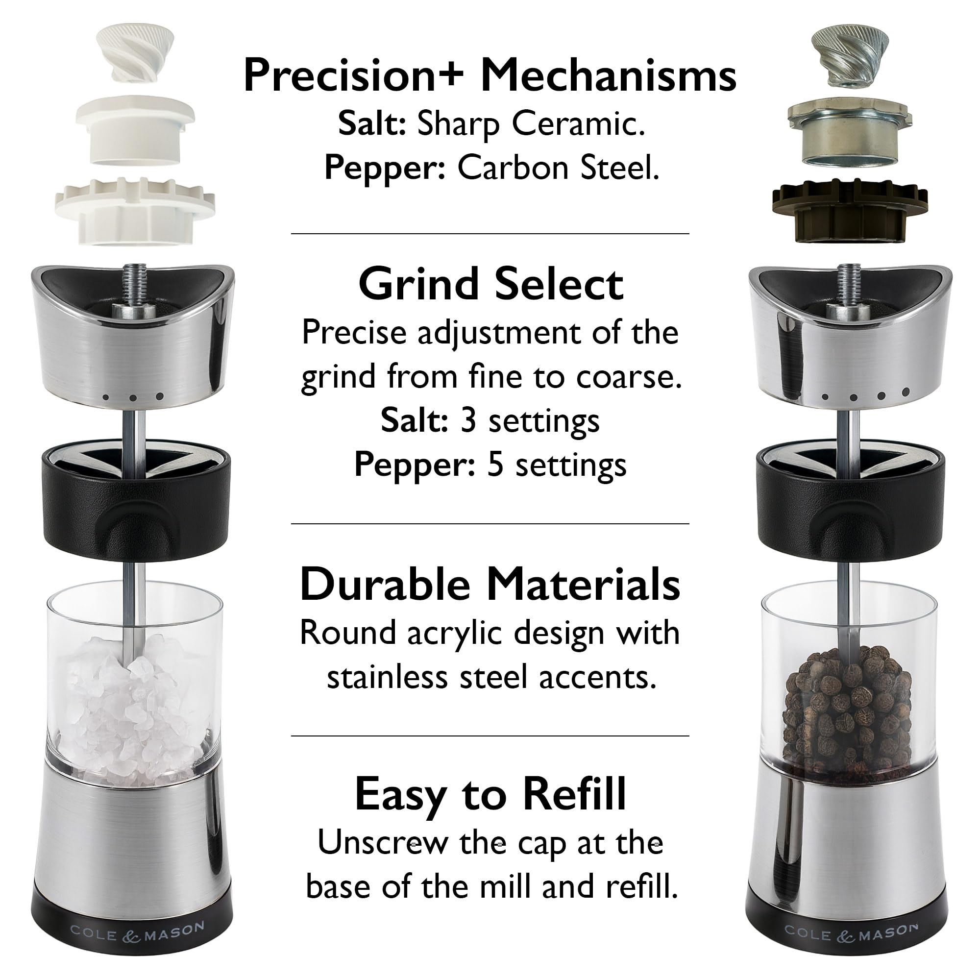 Cole & Mason H306598P Precision Horsham Inverta Salt and Pepper Mill Gift Set | Manual Grinders | 15 cm Tall | Chrome 6
