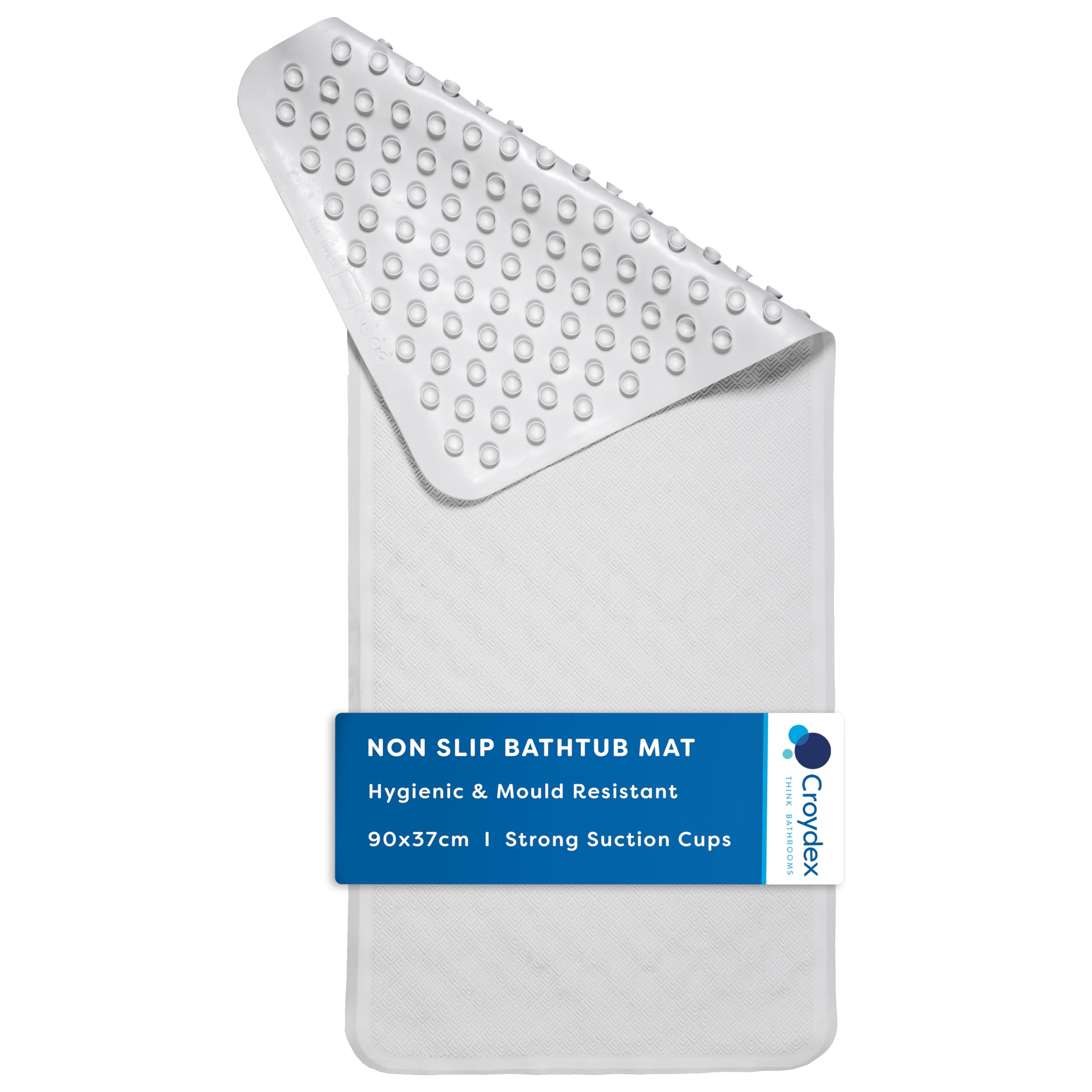 Croydex Rubagrip Non-Slip Bath Mat - Anti-Mould, Natural Rubber, Secure Suction Cups | 90 x 37cm 1