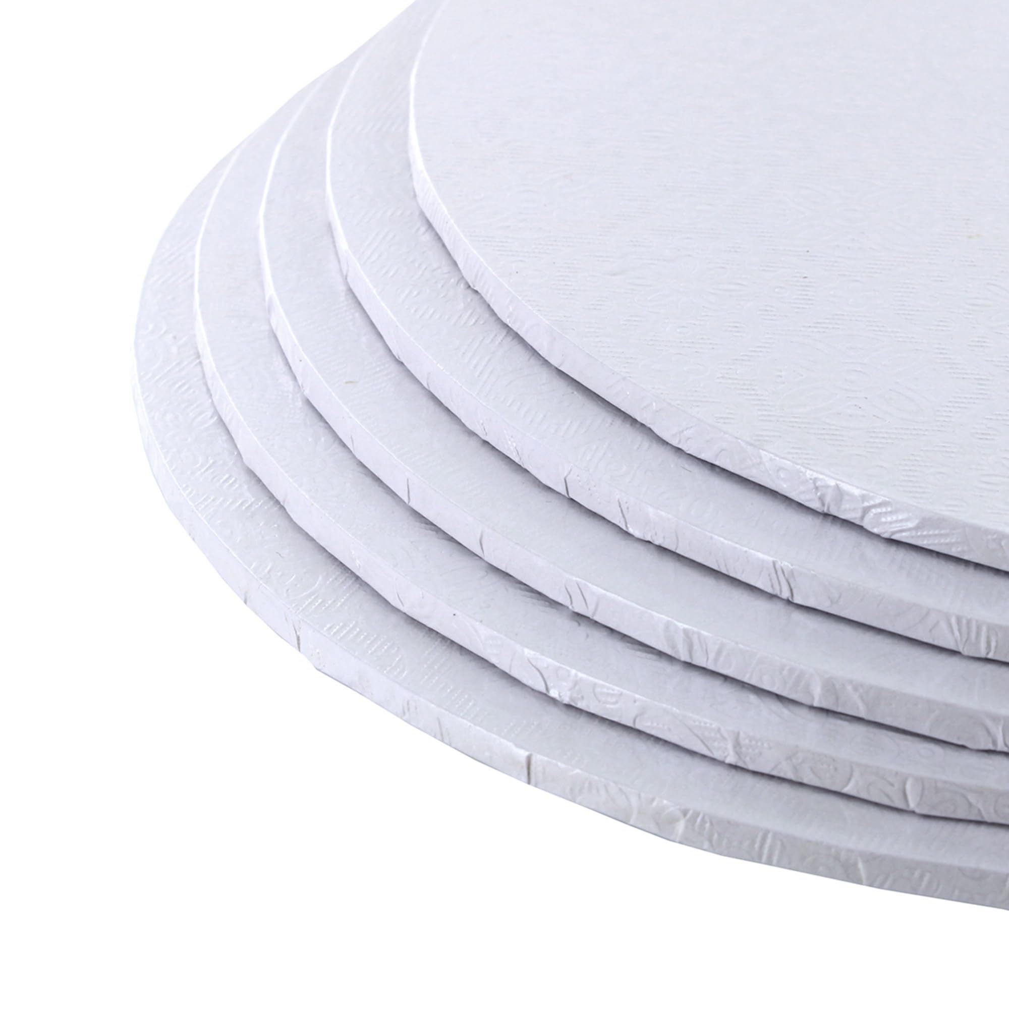 Culpitt 12" White Masonite Cake Boards - 5 Pack, 4mm Thick, Reusable Serving Board 4