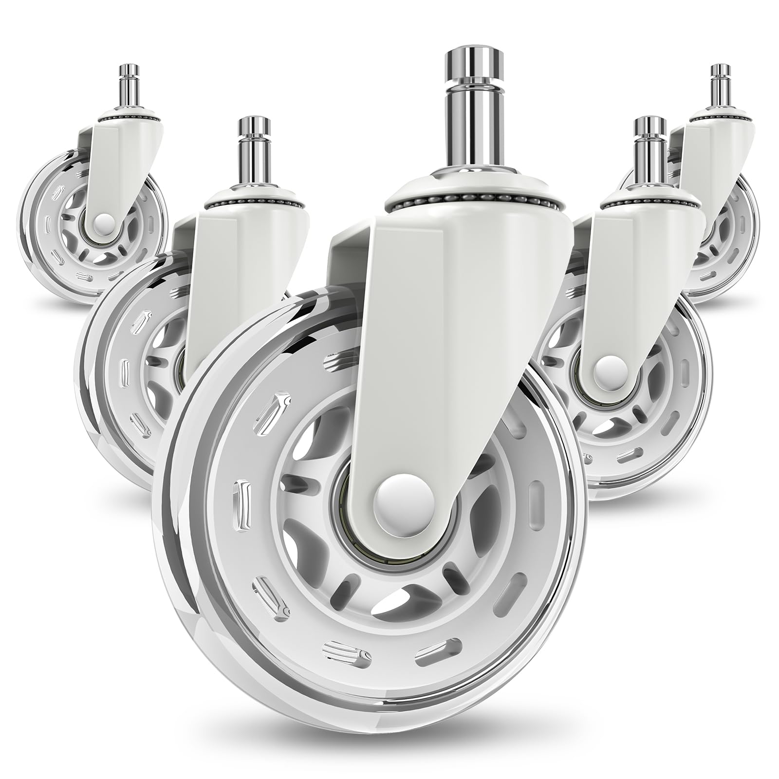 COSYLAND Office Chair Castors - Set of 5 Replacement Rubber Wheels | Heavy-Duty Support | 11mm Stem 1