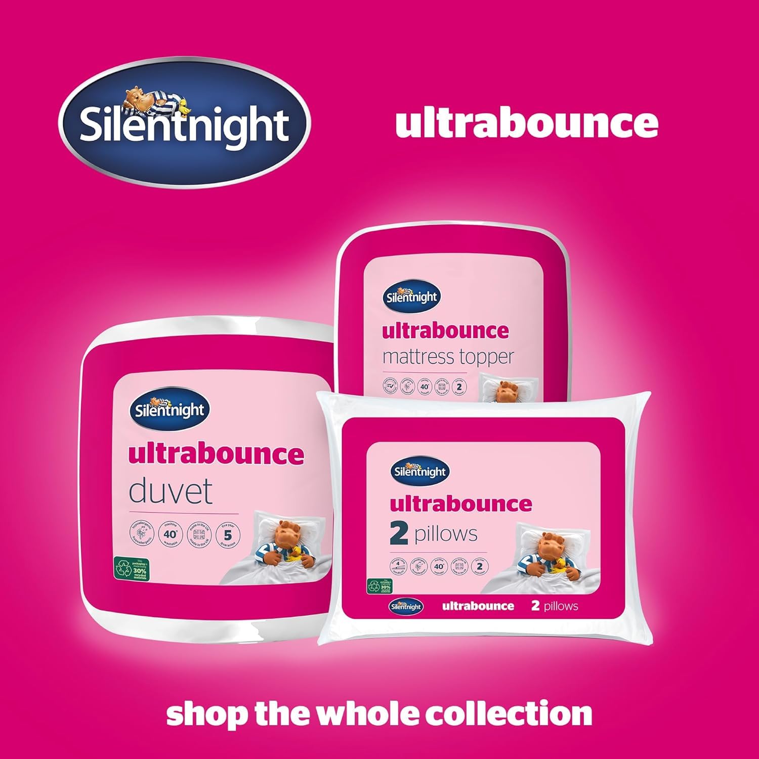 Silentnight Ultrabounce Pillows - Soft Medium Support Bouncy Fill | Hypoallergenic | Pack of 2 7