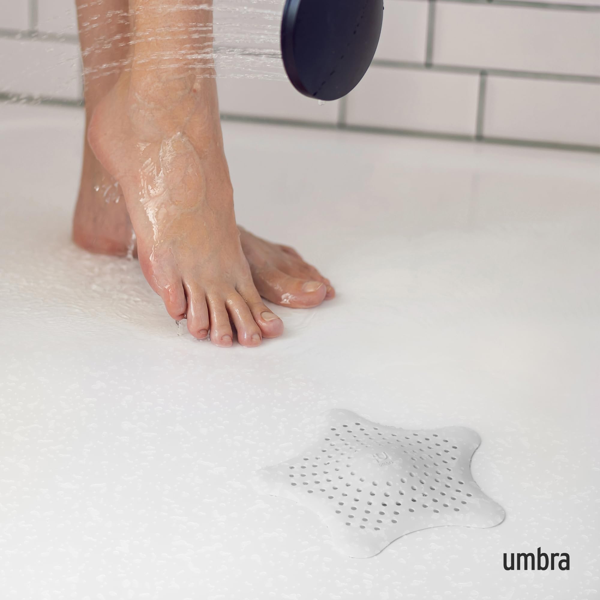 Umbra Starfish Tub Drain Hair Catcher - Flexible Rubber | 6 Inch Diameter | White 2