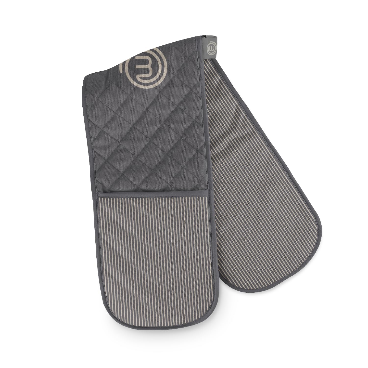 MasterChef Double Oven Gloves - Heat Resistant up to 250°C | 100% Cotton | Earth Grey 1