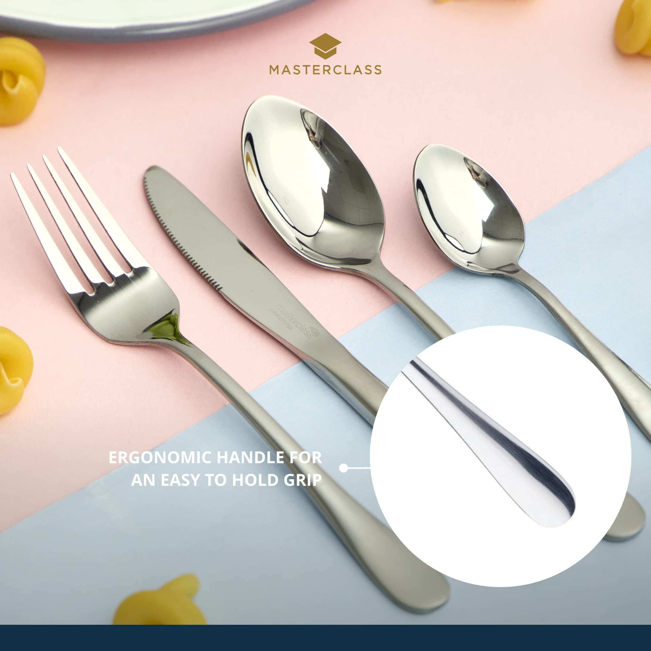 MasterClass Stainless Steel Children's Cutlery Set - 4-Piece, Silver | Rust Resistant 4
