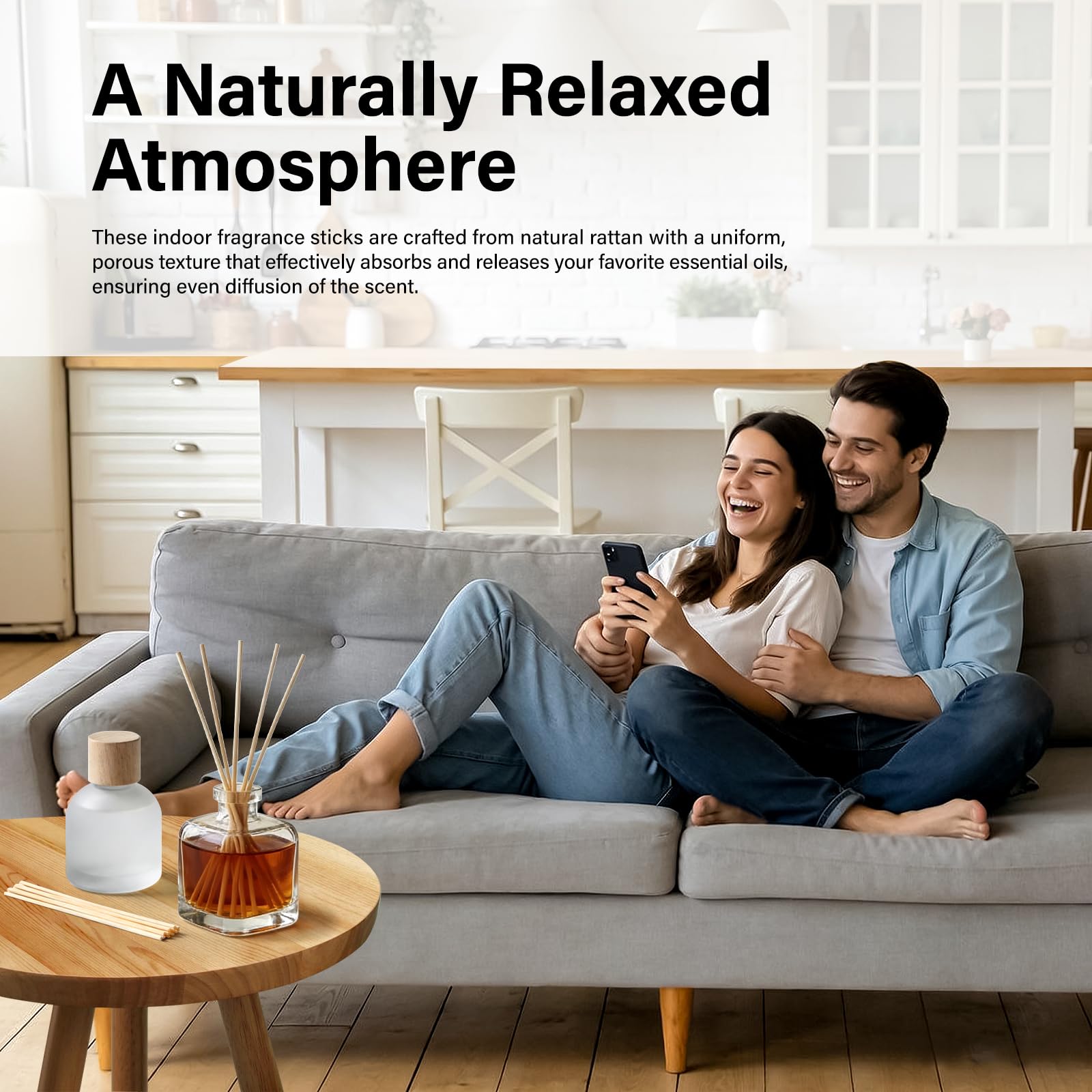 Admygo Reed Diffuser Sticks - 100 Pack Natural & Black Rattan Reeds | 7.8 Inch Replacement Sticks 6