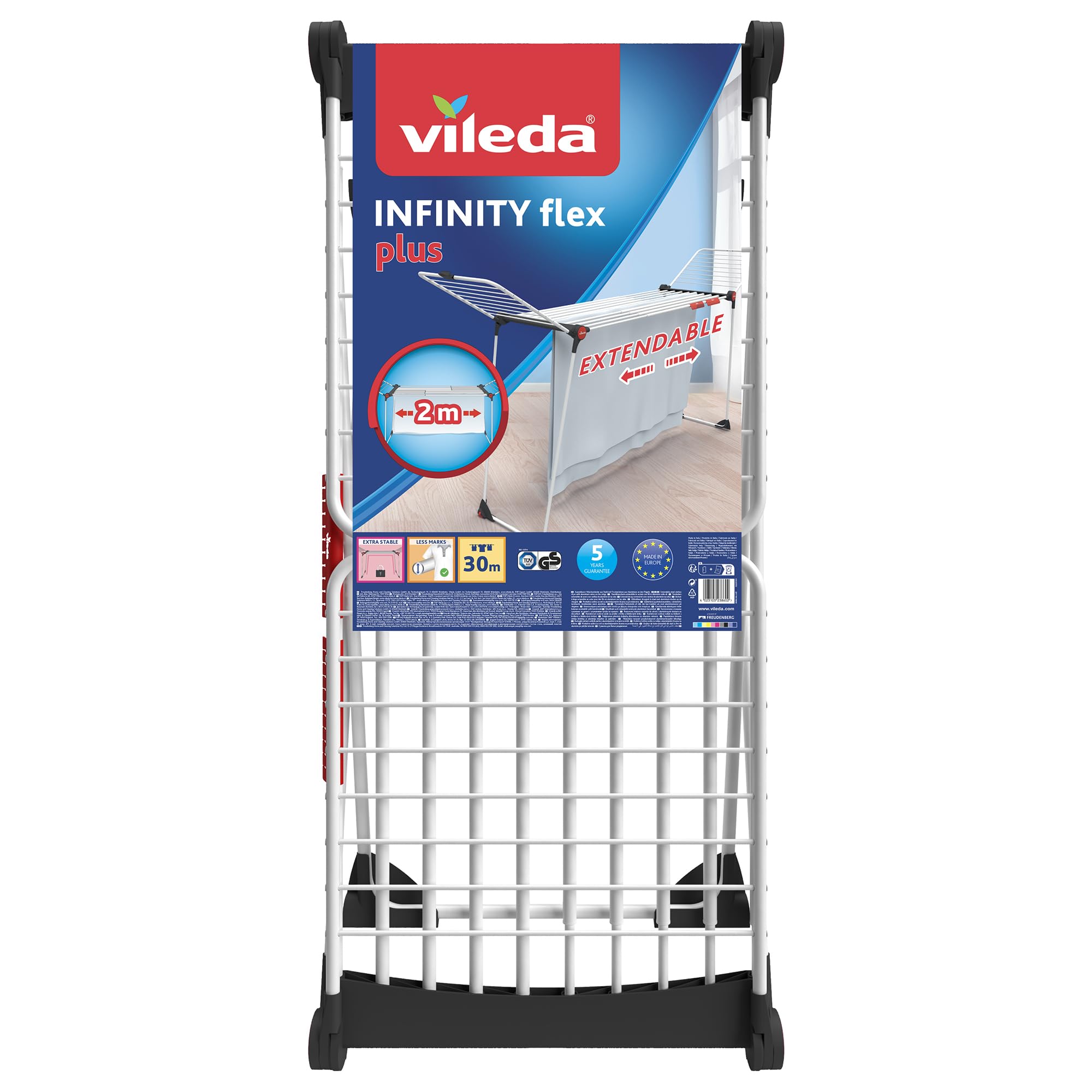 Vileda Infinity Flex Plus Standing Clothes Drying Rack | Extendable up to 2m | Alloy Steel | White 2