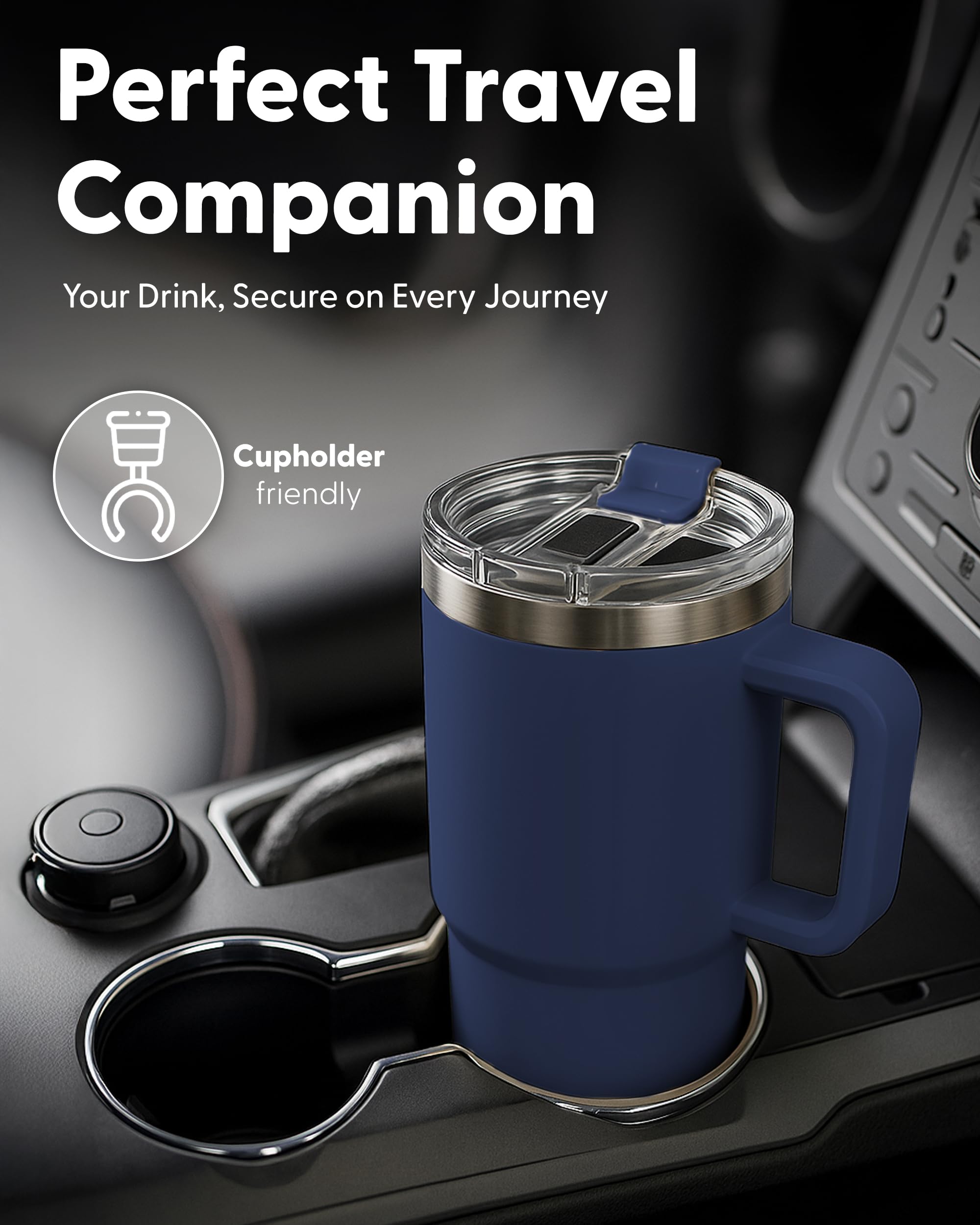 KEPLIN 40 oz / 1200 ml Insulated Travel Tumbler – Double Wall Stainless Steel | Navy 8