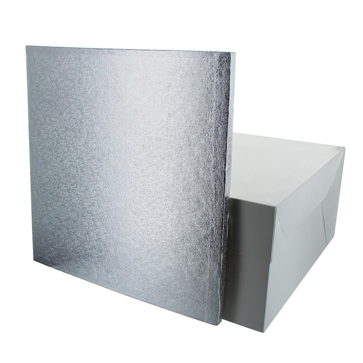 Culpitt 14 Inch Square Silver Cake Drum Board and White Cake Box Combo | Sturdy Support 5