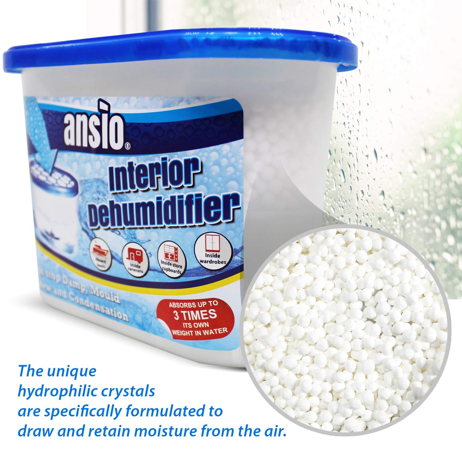 ANSIO Disposable Dehumidifier Tubs - Pack of 5 | Calcium Chloride | Absorbs up to 3x Own Weight 5