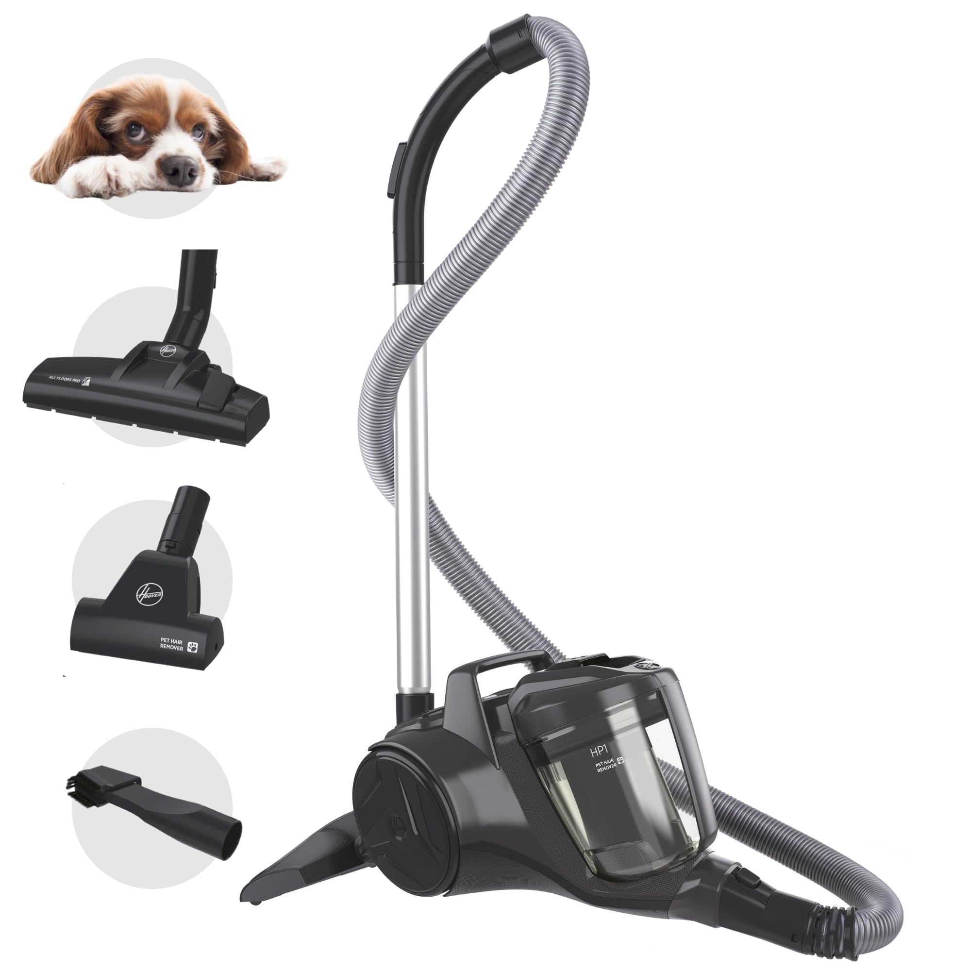 Hoover HP1 Pet Powerful Bagless Cylinder Vacuum Cleaner | 2L Capacity | Pet Hair Tool