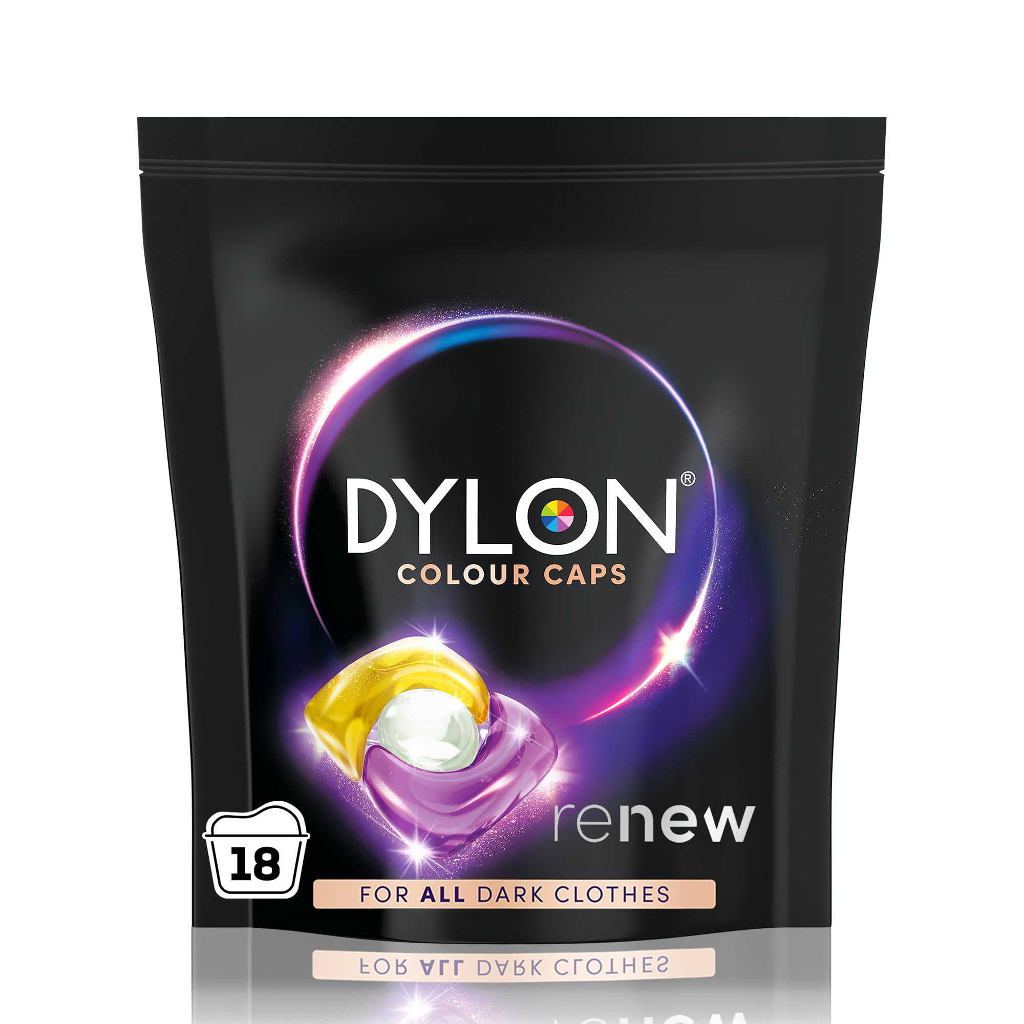 Dylon Black & Dark Colour Caps Laundry Detergent - 18 Wash Loads | Triple Renew Formula 1