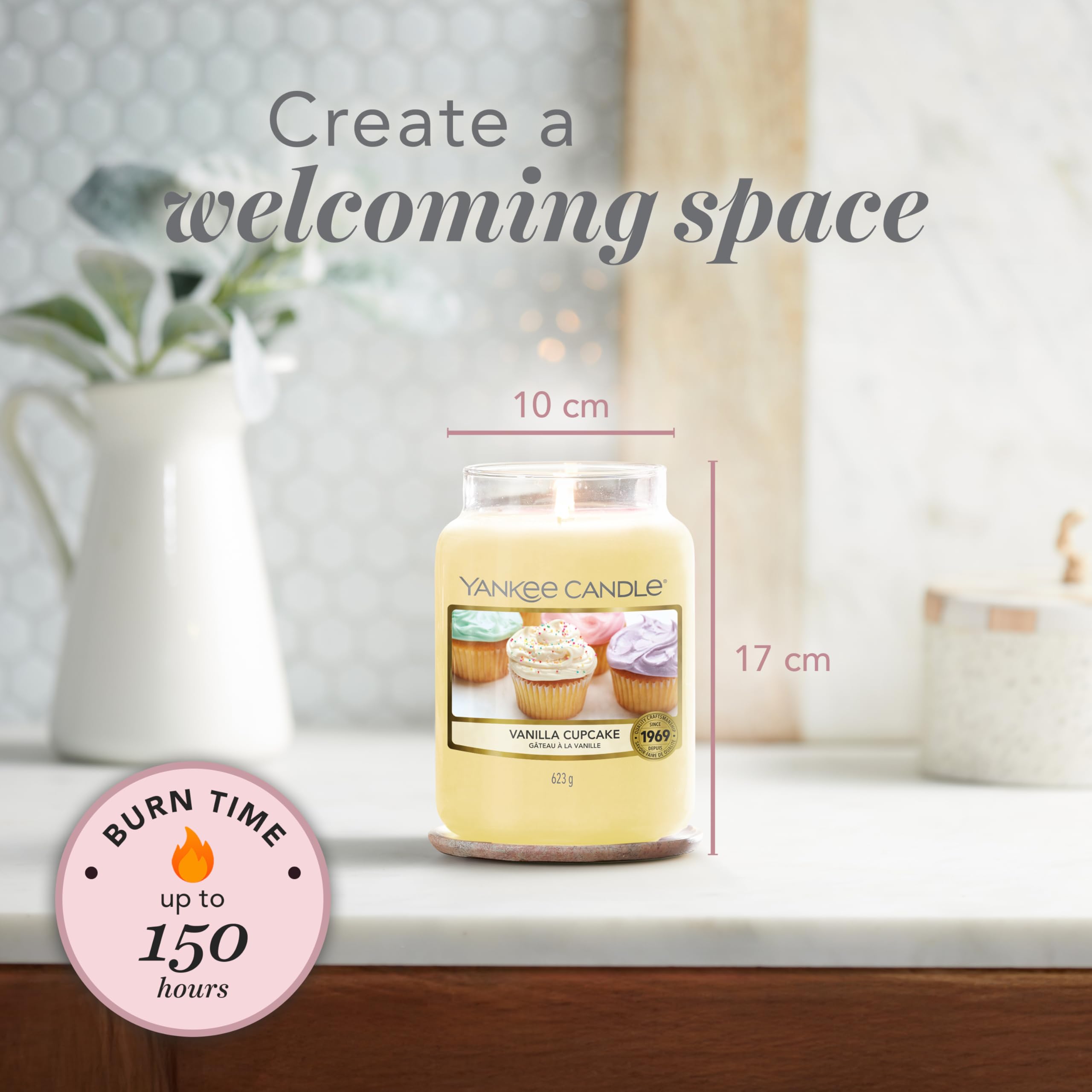 Yankee Candle Vanilla Cupcake Large Jar Scented Candle | Up to 150 Hours Burn Time | 620g 5
