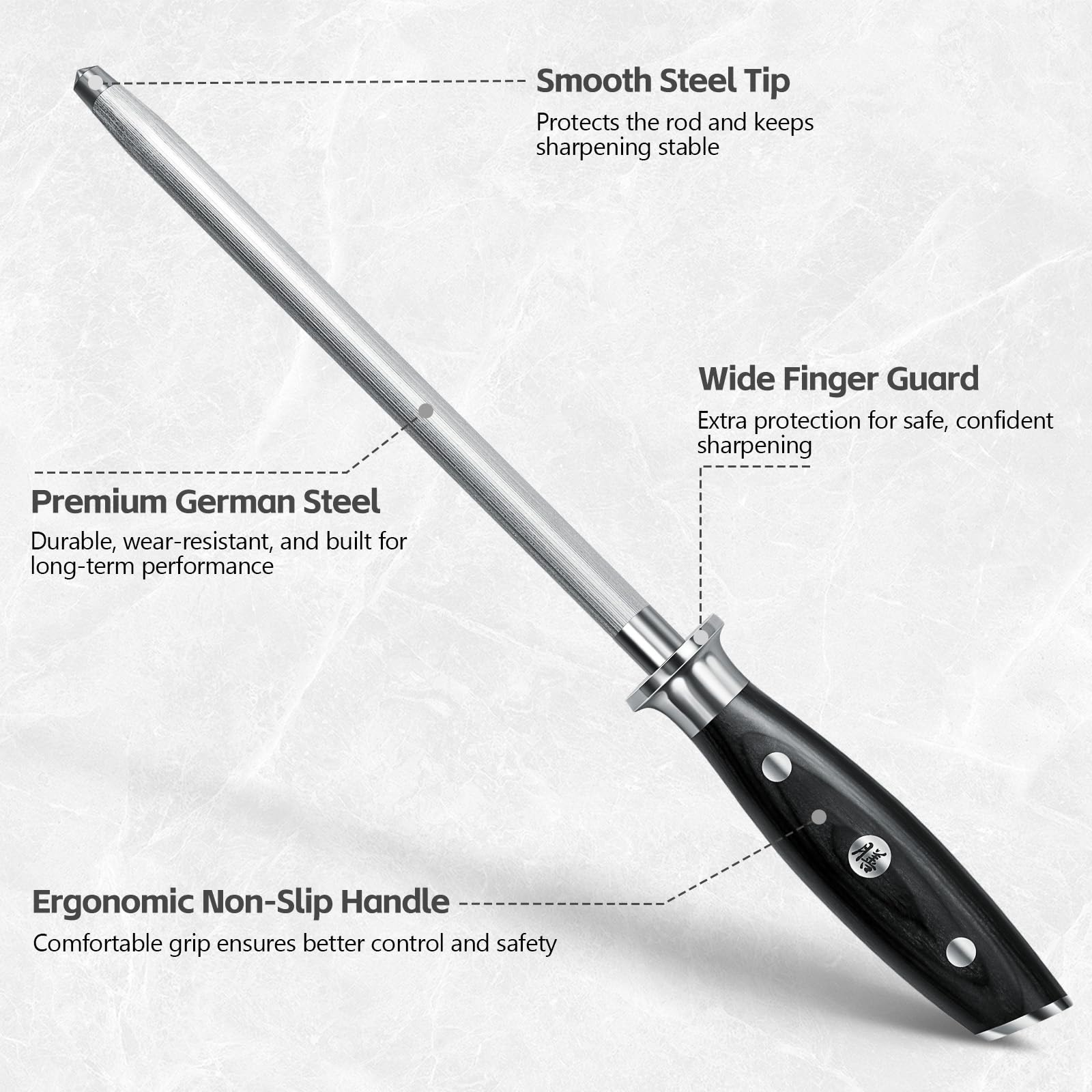 SHAN ZU Honing Steel 20CM Japanese Knife Sharpening Steel High Carbon Sharpening Rod 3