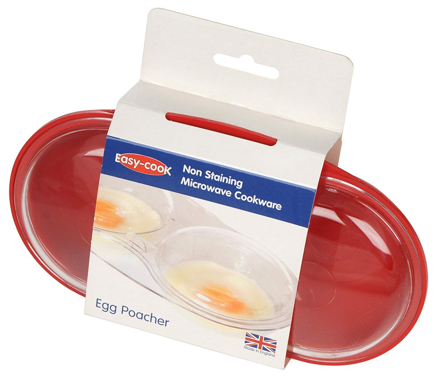 Easycook Microwave Egg Poacher - 2 Cup Capacity | Red Plastic | Dishwasher Safe 5