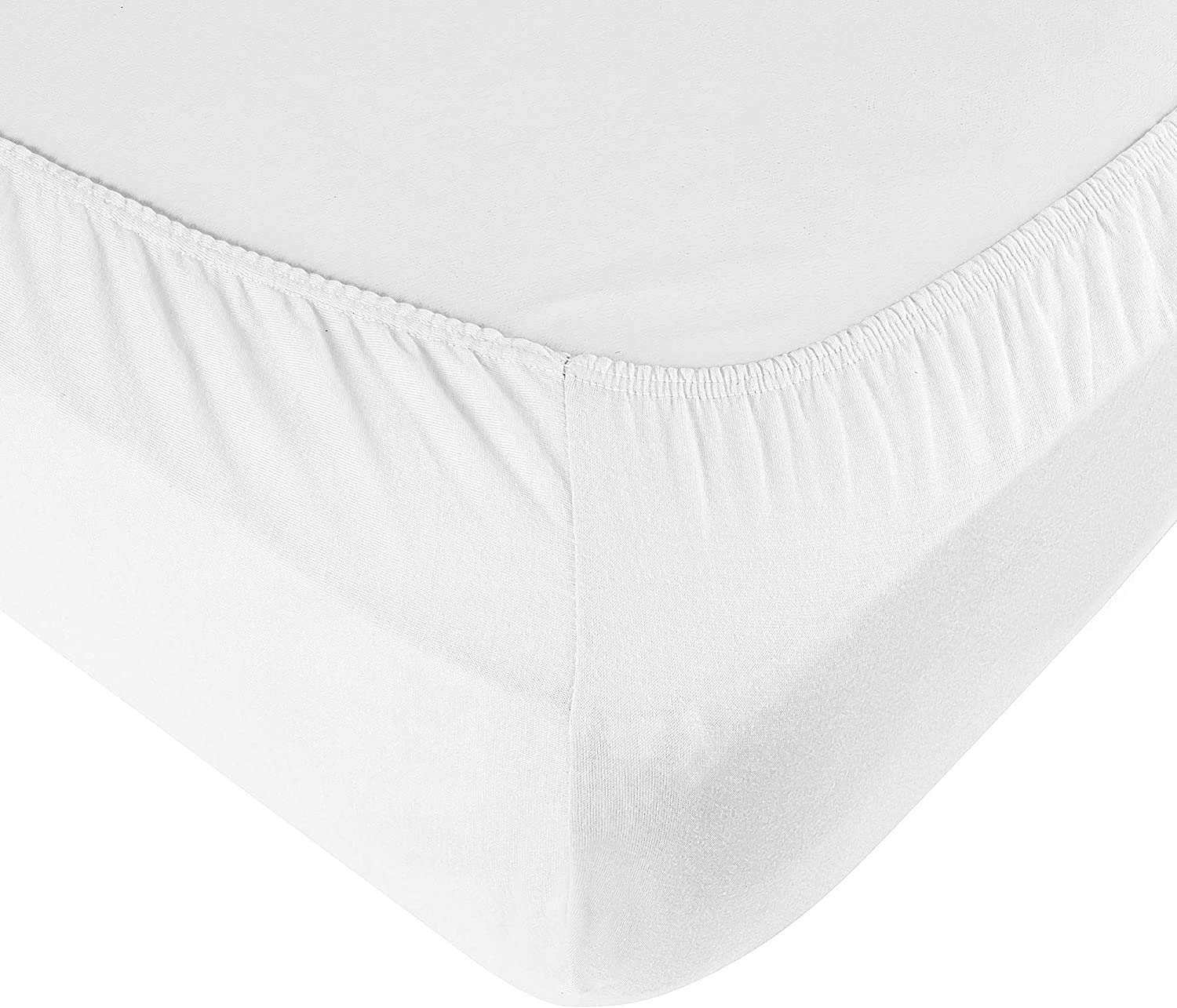 Family Bedding Jersey Fitted Sheet - 100% Cotton, 4 Way Stretch, Deep Pocket | King (160x200cm) | White 6