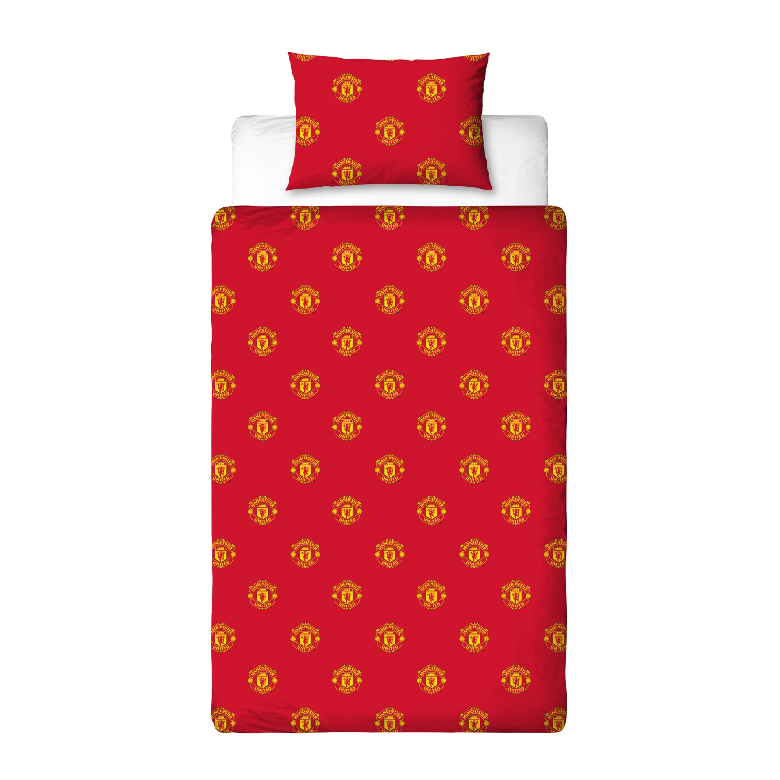 Manchester United FC Official Single Duvet Cover Set - Reversible Patch Design | Polycotton 3