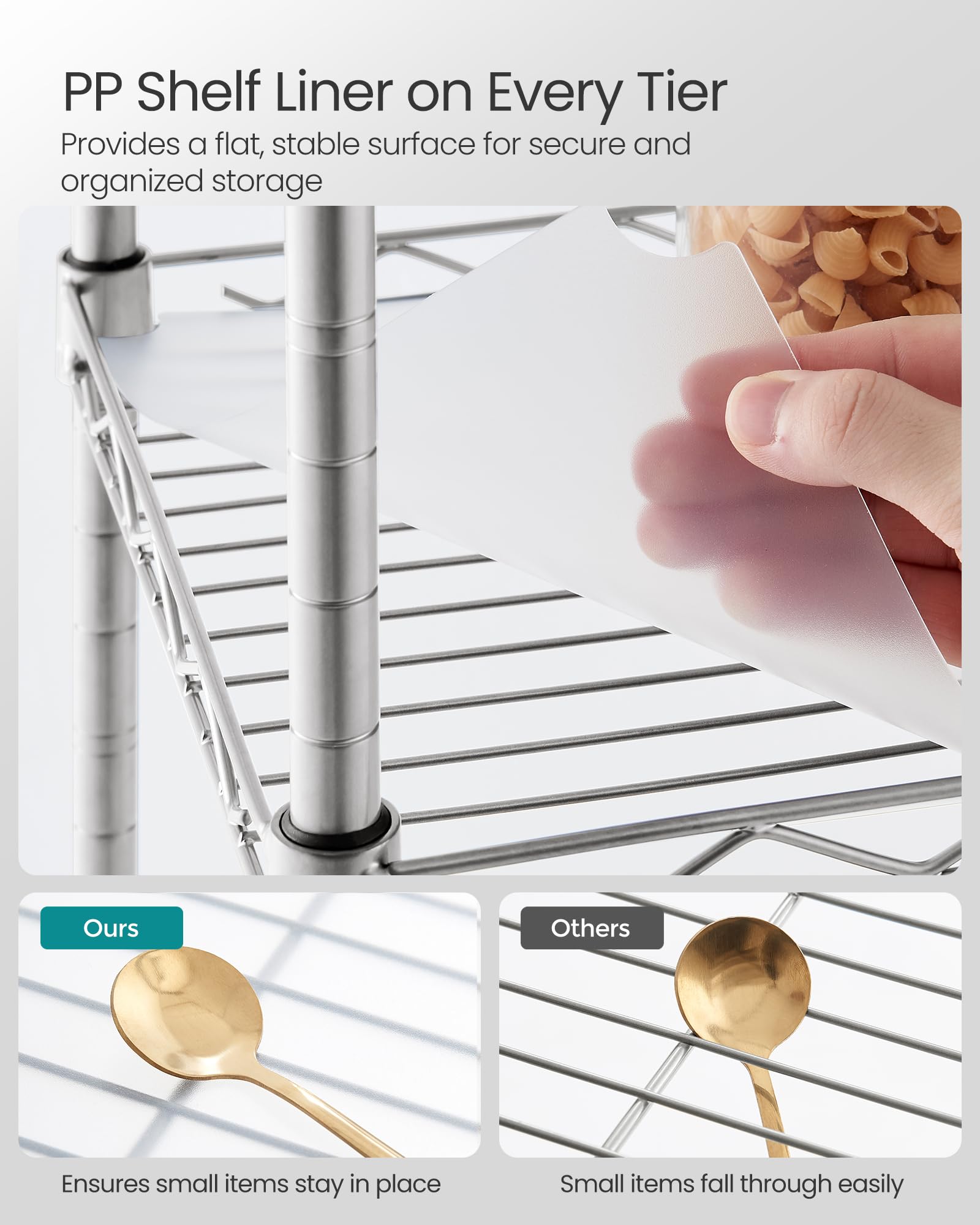 SONGMICS Bathroom Shelf - 5-Tier Metal Storage Rack | 20kg/Shelf Load | Adjustable Height 4