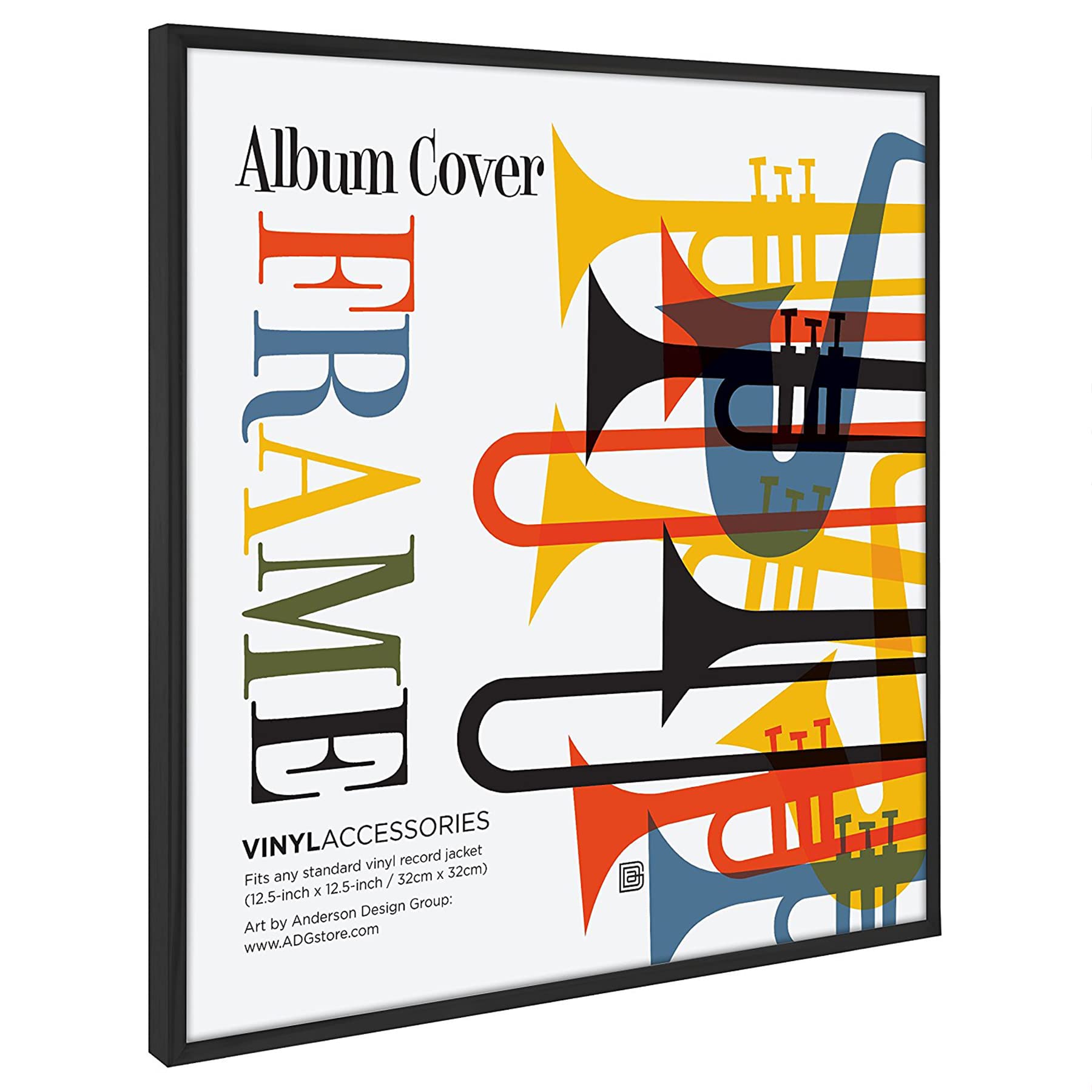 Americanflat Vinyl Frame - 32x32 cm Black Aluminum with Polished Plexi Cover | Set of 4 4