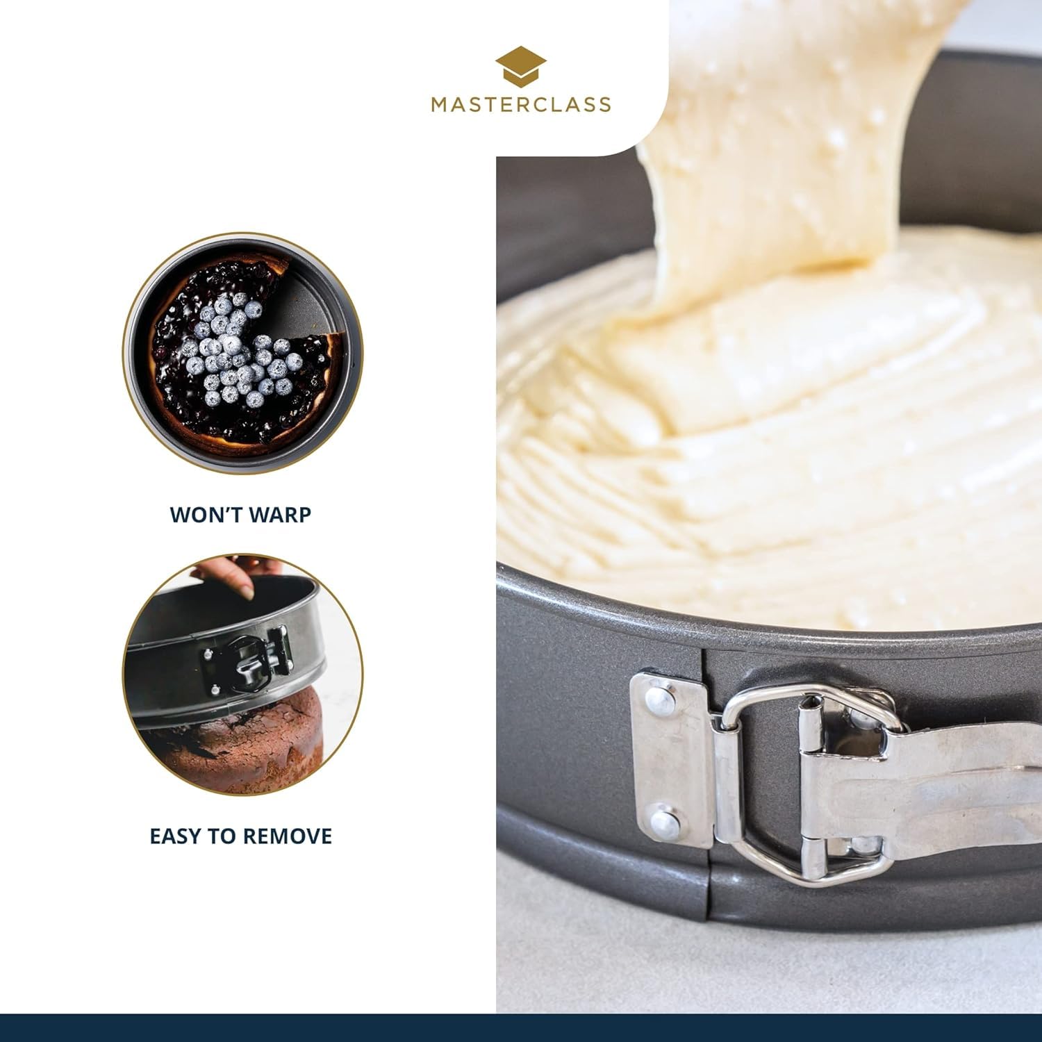 MasterClass KCMCHB10 Non-Stick Quick-Release Springform Cake Tin | 23 cm (9 Inch) | Carbon Steel 4