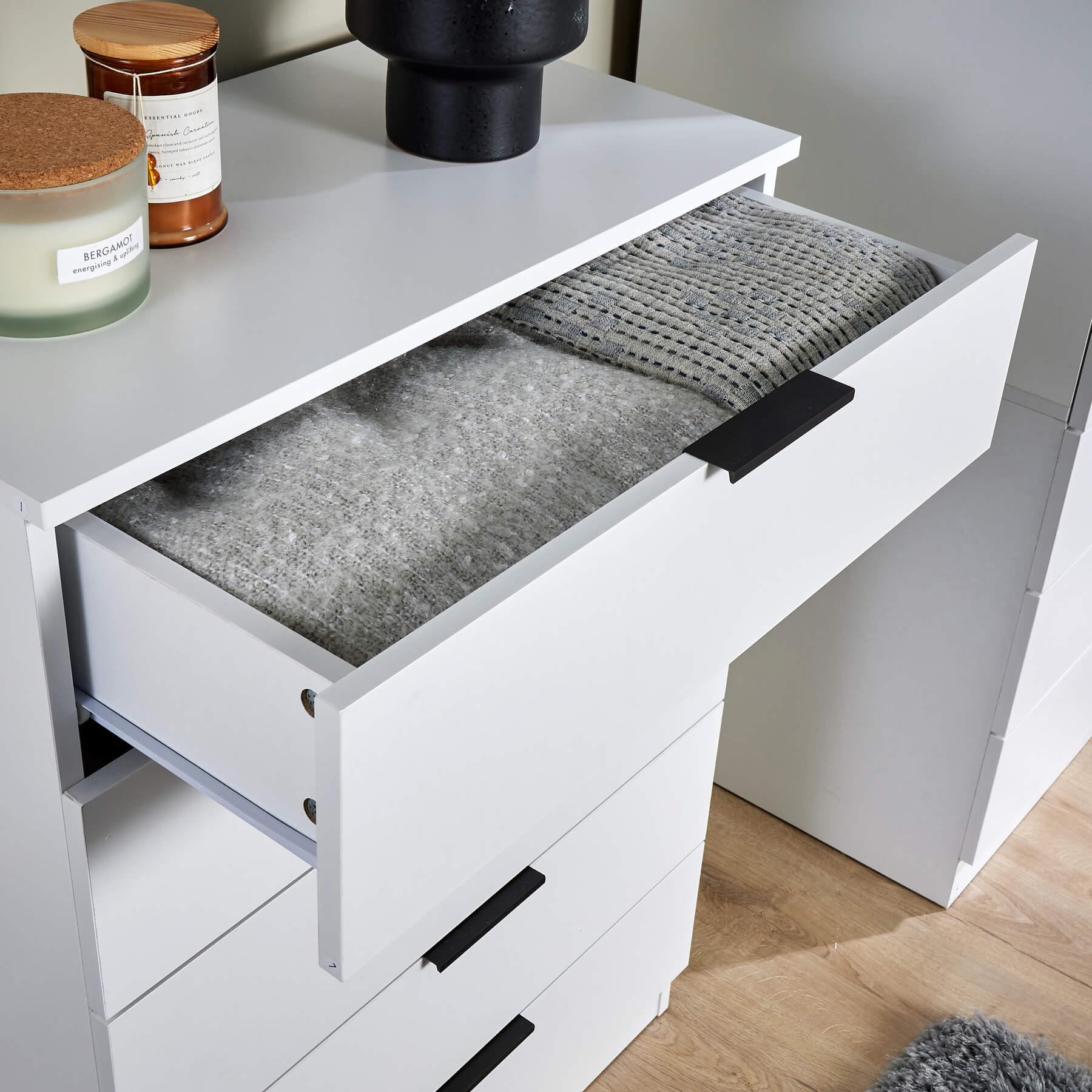 Home Source Phoenix Tall 5 Drawer Chest of Drawers - White | 90H x 63W x 35D cm 8