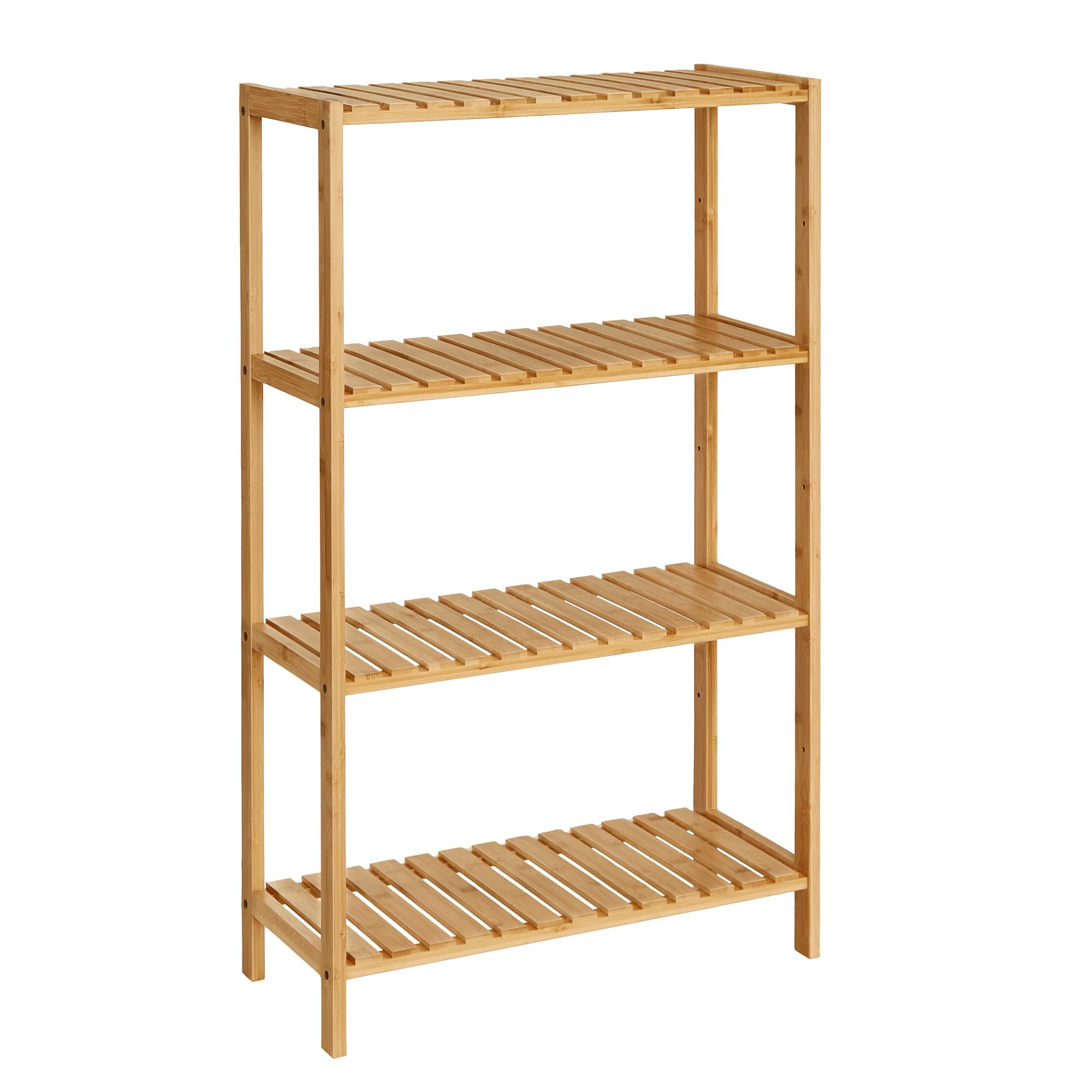 SONGMICS Bamboo Storage Shelf - 4-Tier Freestanding Unit | 60x26x100cm | Max Load 10kg/Shelf 1