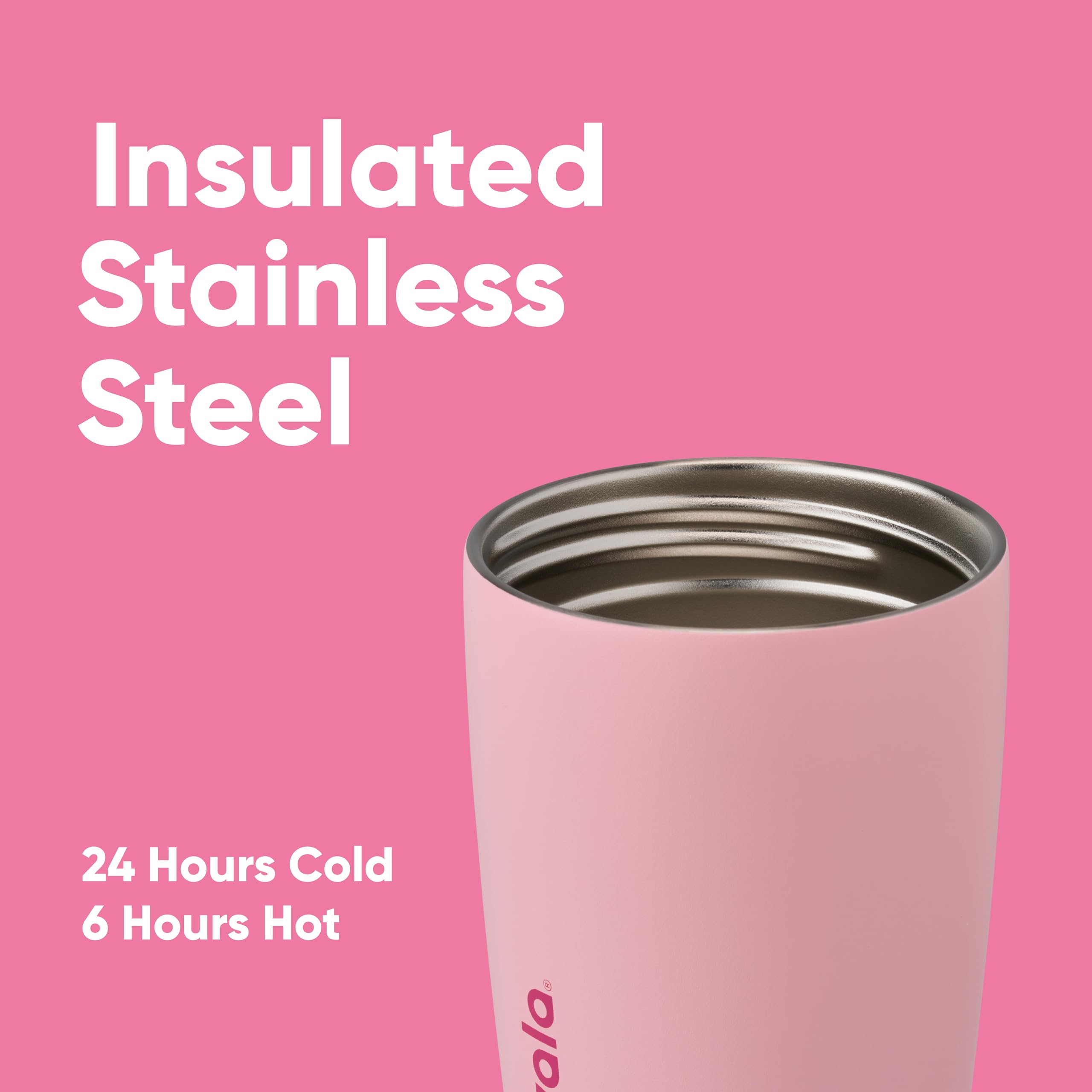 Owala SmoothSip Slider Insulated Stainless Steel Coffee Tumbler, 355ml, Pink (Pucker Up) 4