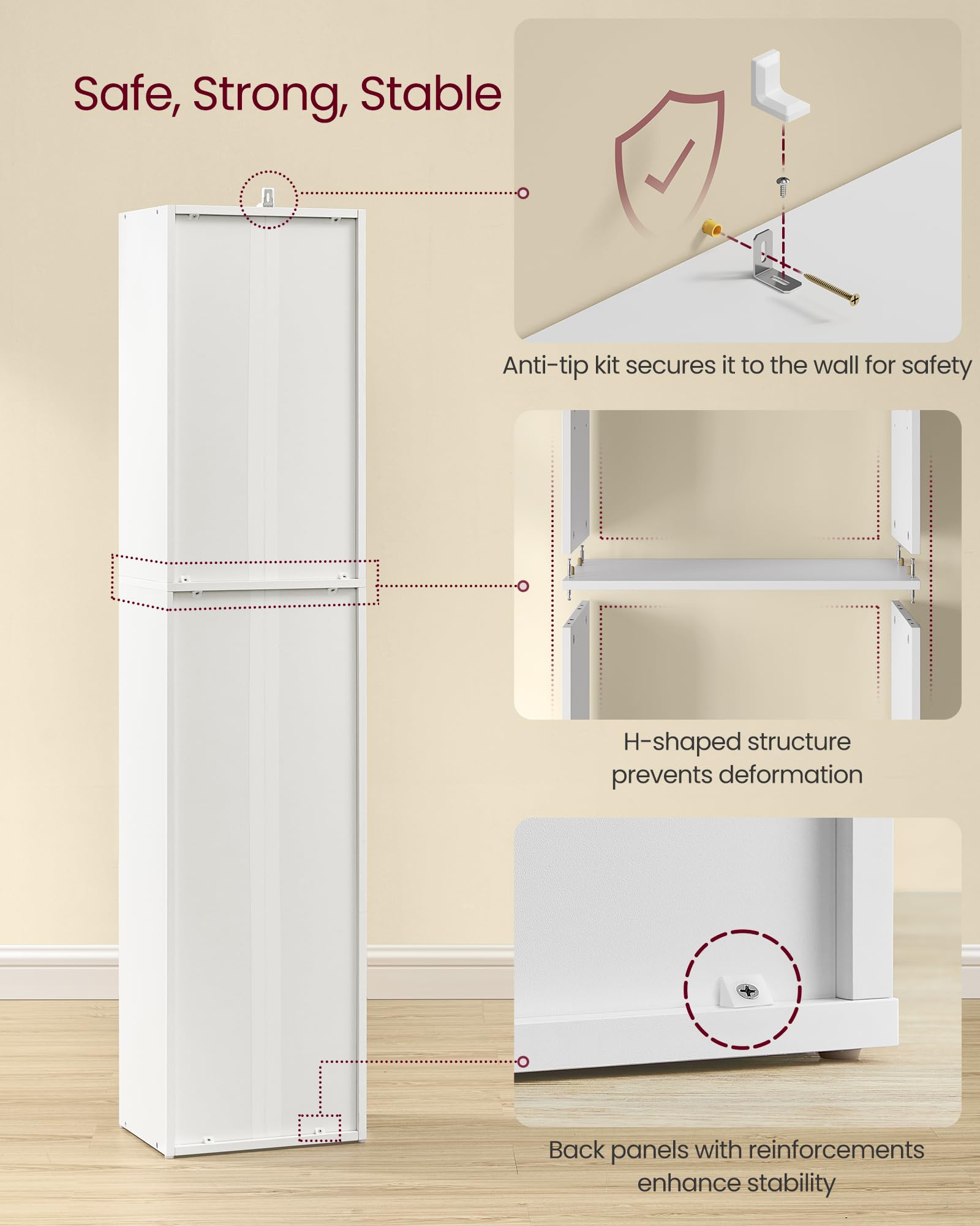 VASAGLE 5-Tier Bookcase - Open Storage Shelf | Cloud White | Adjustable Shelves 7