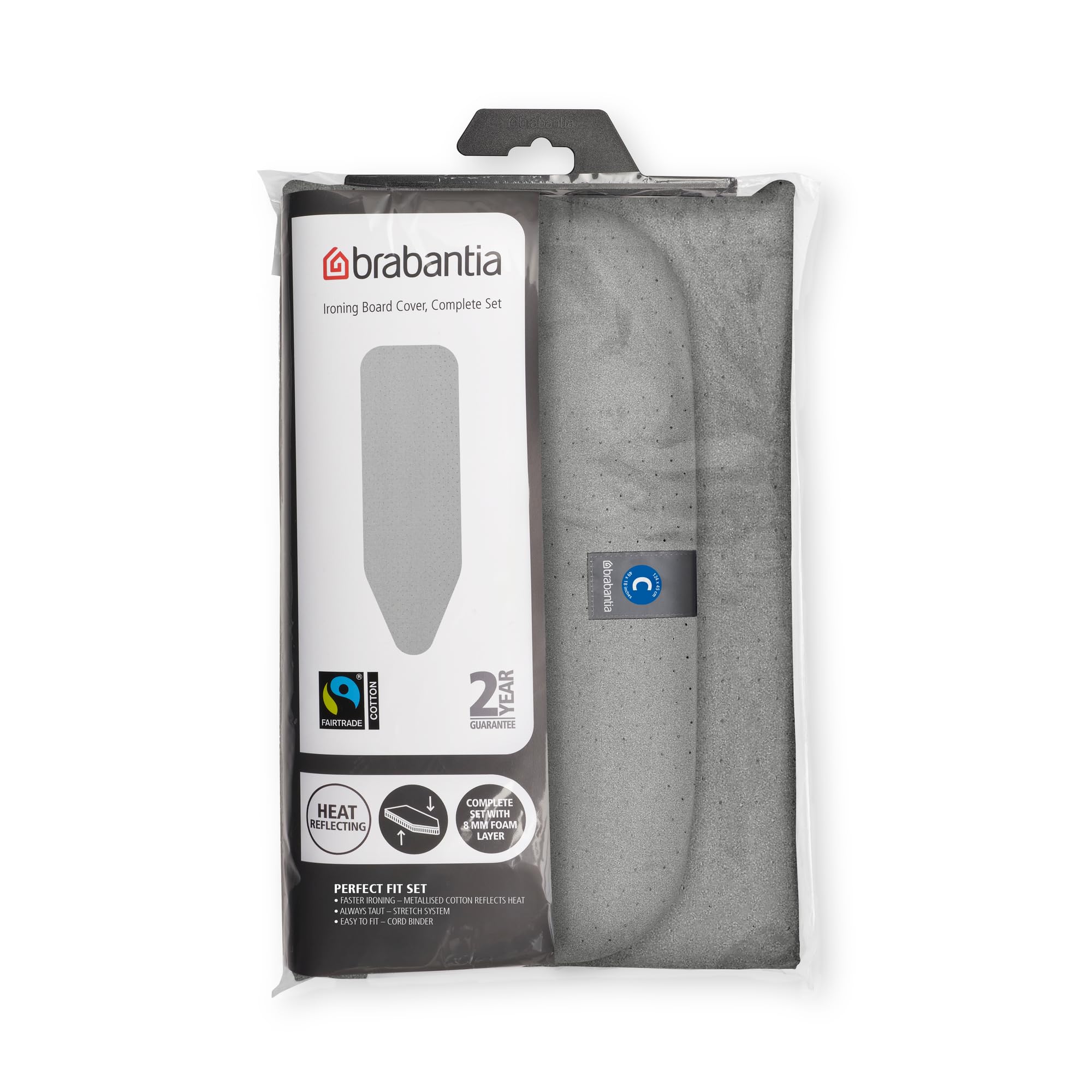 Brabantia Ironing Board Cover C - Metallised | 100% Cotton Top Layer | 8mm Foam Padding | 124x45 cm 2