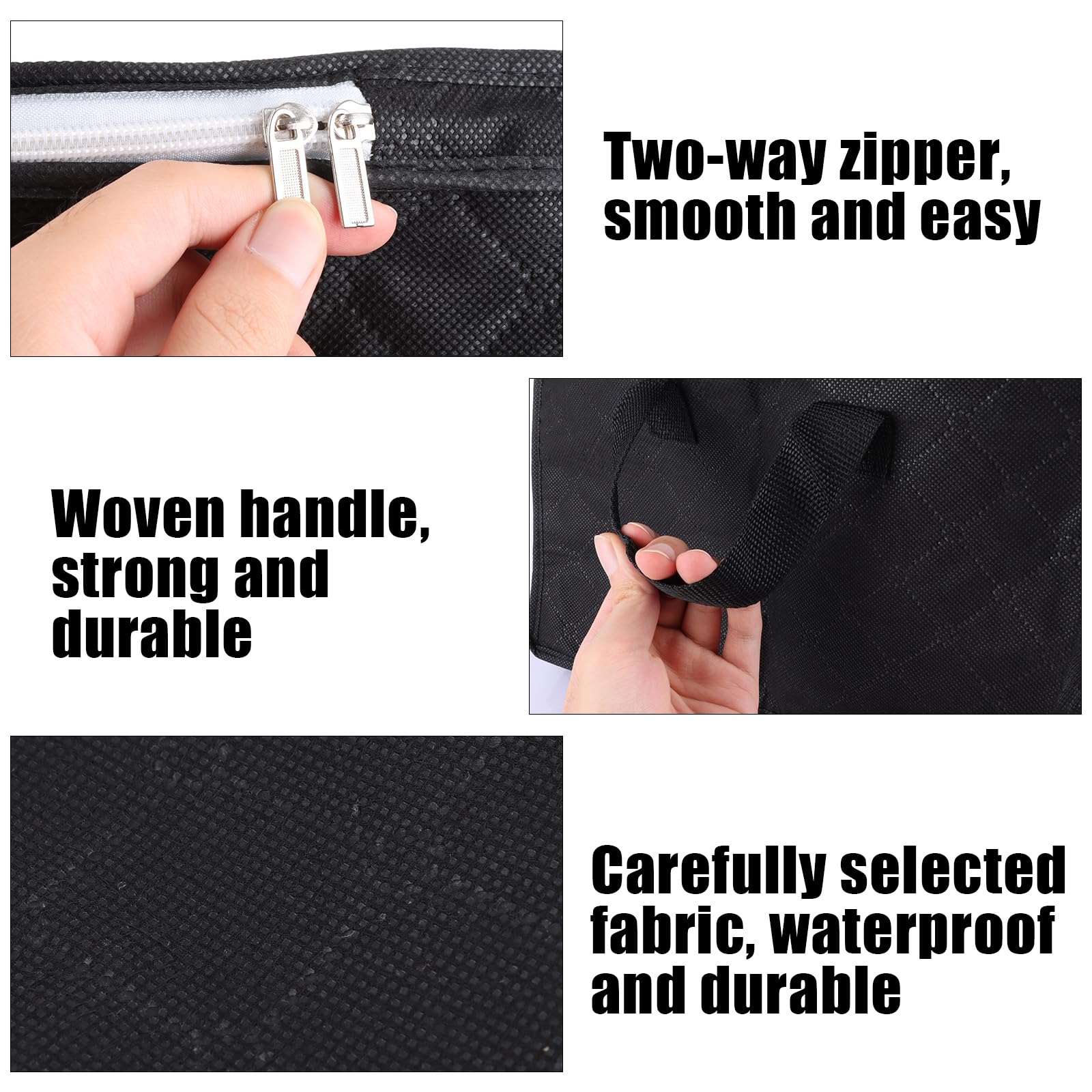 ASelected 90L Under-Bed Clothes Storage Bag Set (3 Pack) - Reinforced Handles, Clear Window, Two-Way Zippers 5