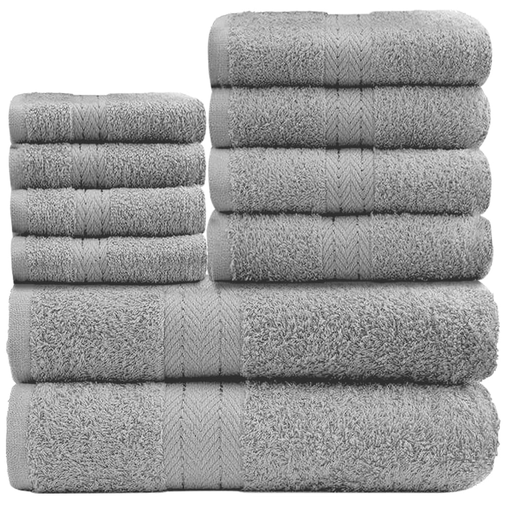 GC GAVENO CAVAILIA 10 Piece Towel Set - 450 GSM Cotton | Quick Drying | Silver 1