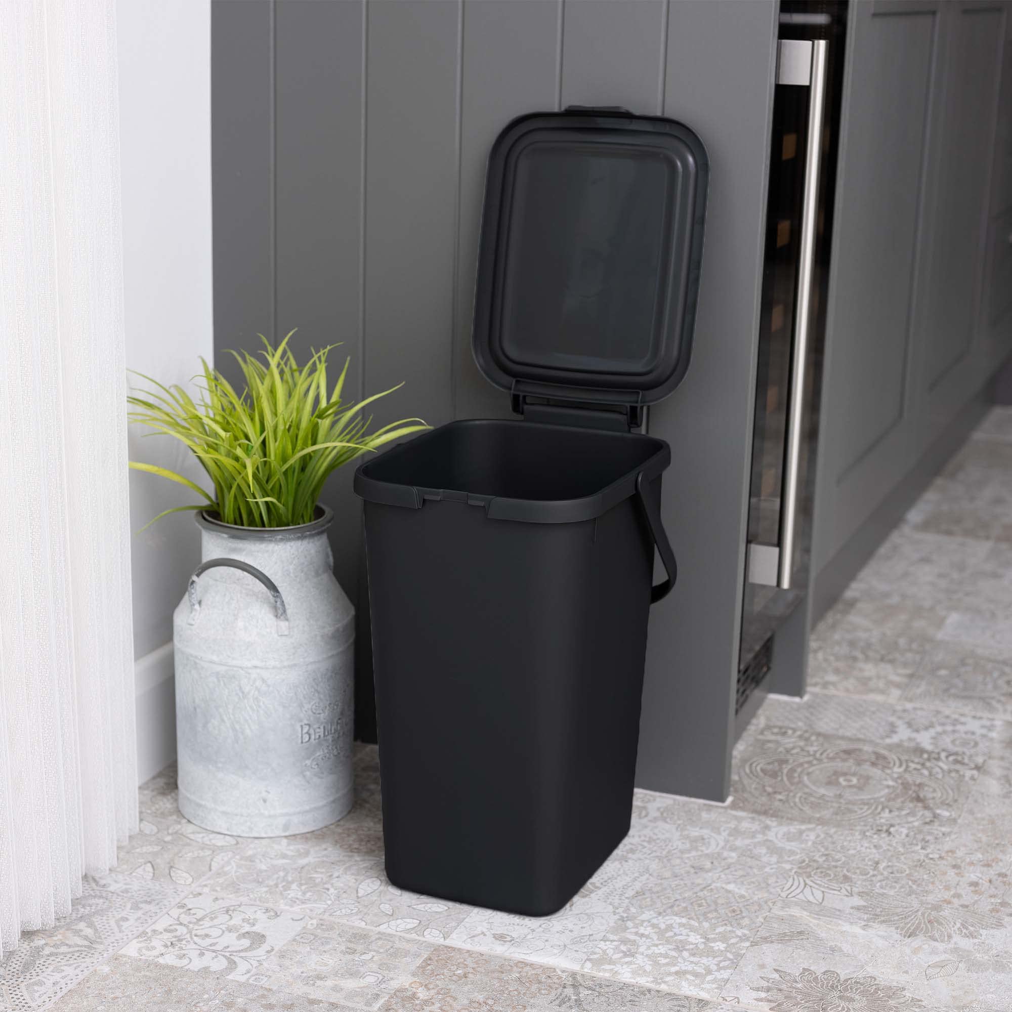 Addis 519282 Kitchen Recycling & General Storage Bin - 18 Litre Capacity | Stackable | Eco Black 3