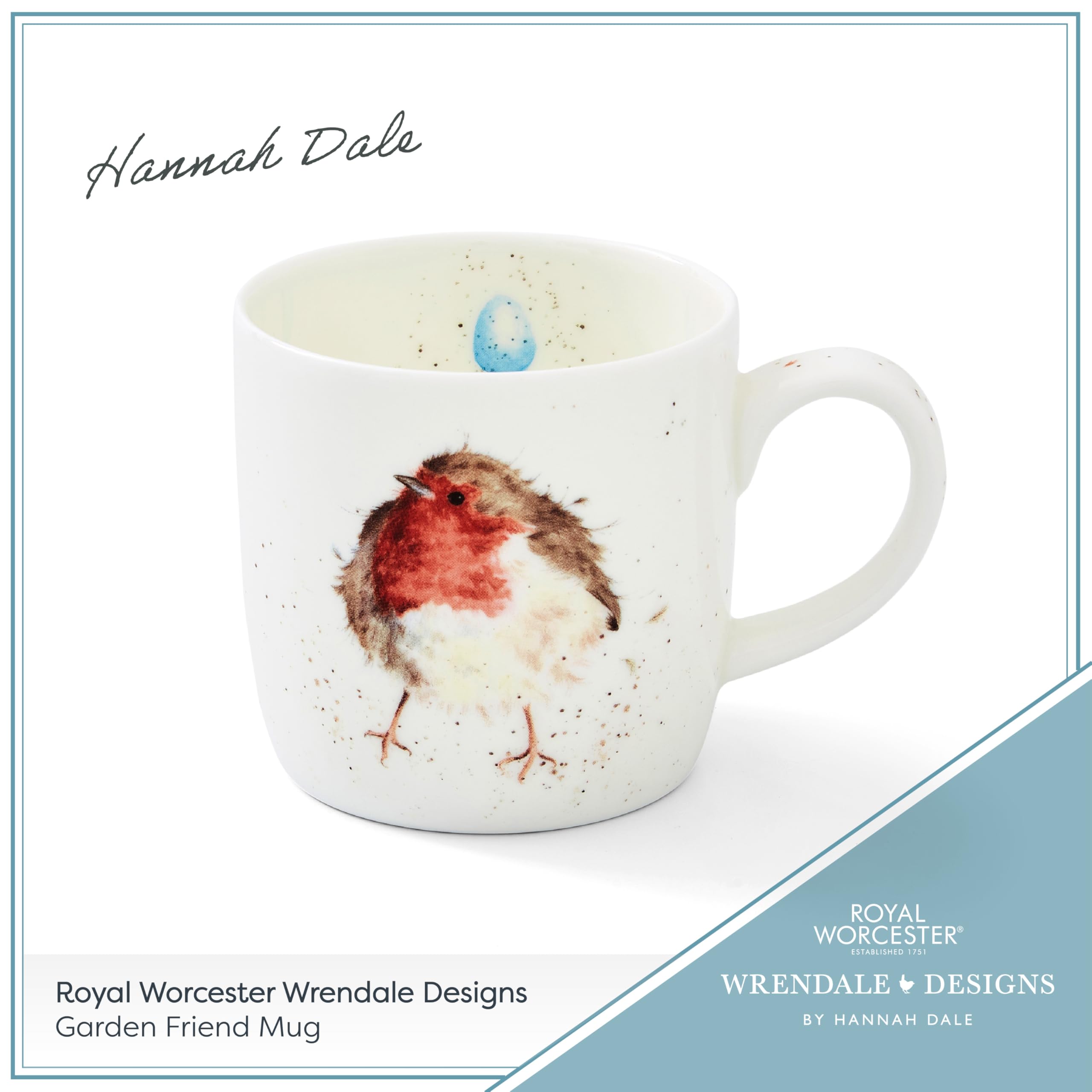 Royal Worcester Wrendale Designs Robin Fine Bone China Coffee Mug | 310ml Capacity | Dishwasher & Microwave Safe 5
