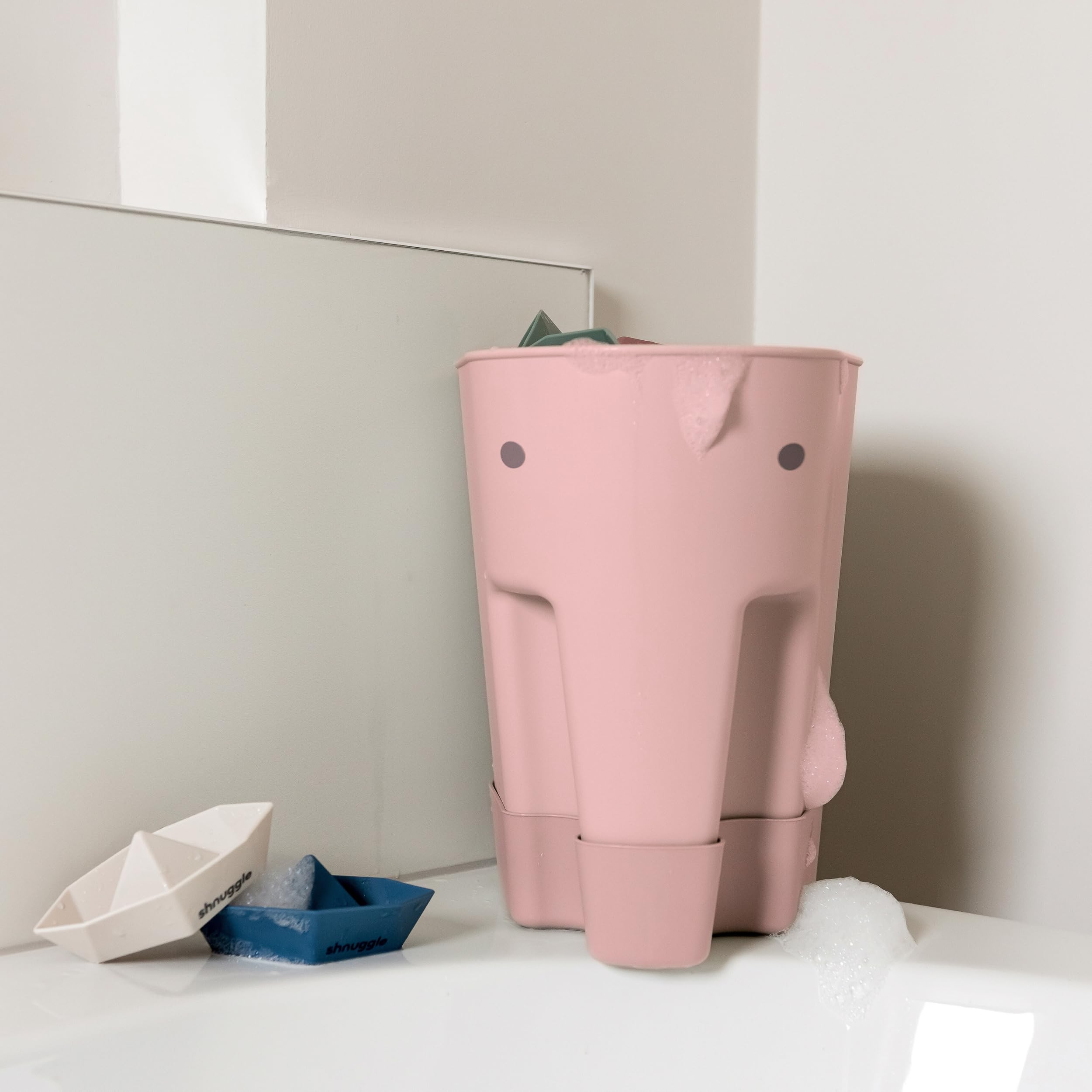 Shnuggle Ellie Bath Toy Storage Scoop & Organiser | Blush | Made from 98% Recycled Plastic 7