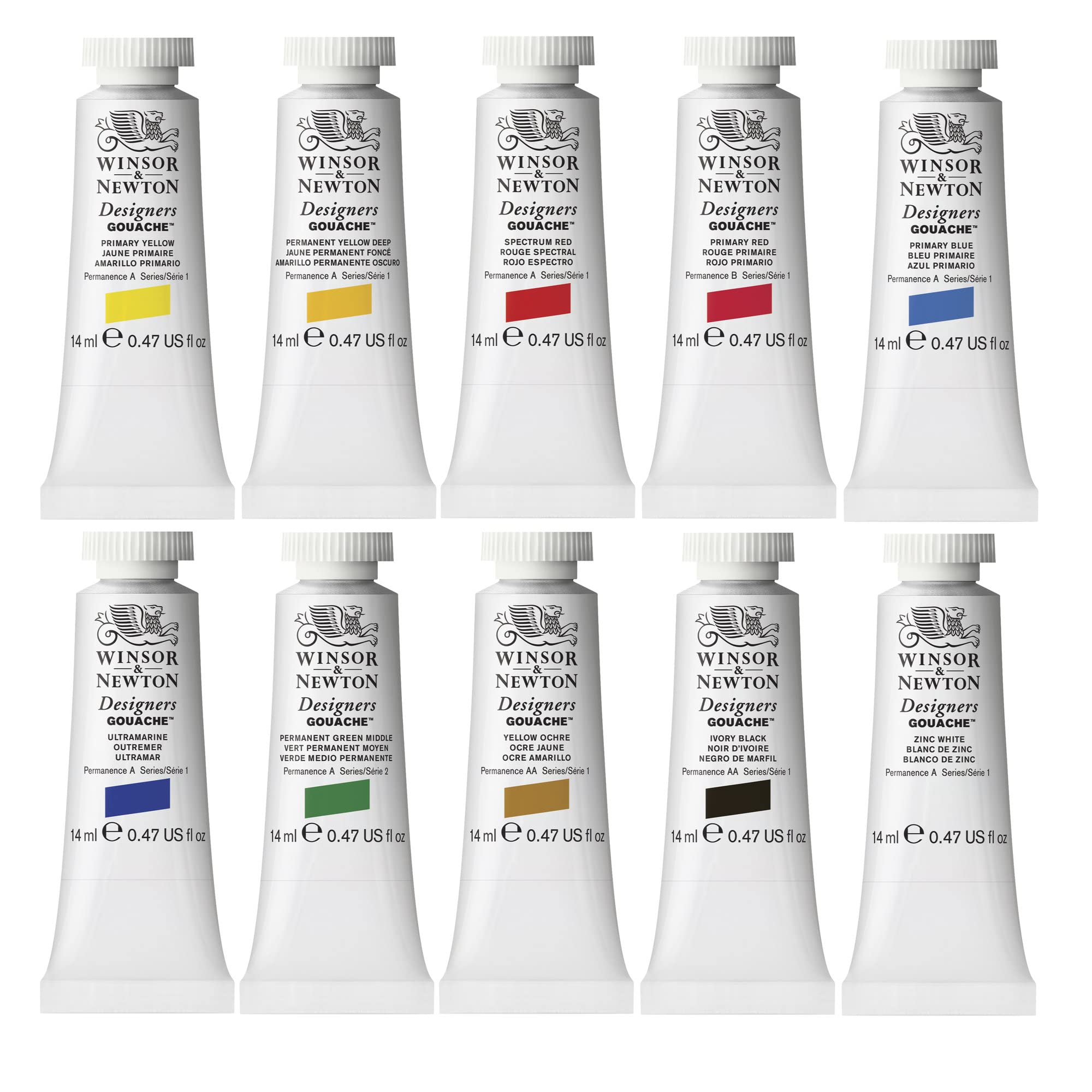 Winsor & Newton Designers Gouache Primary Colour Paint Set - Opaque Matt Finish | 6 x 14 ml Tubes 2