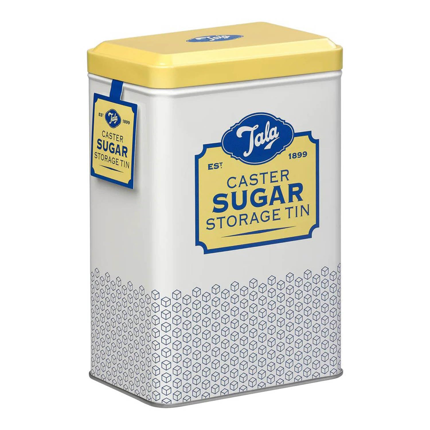 Tala Originals Metal Storage Tin for Caster Sugar | Yellow & Cream Nostalgic Design | 163x105x70mm 5