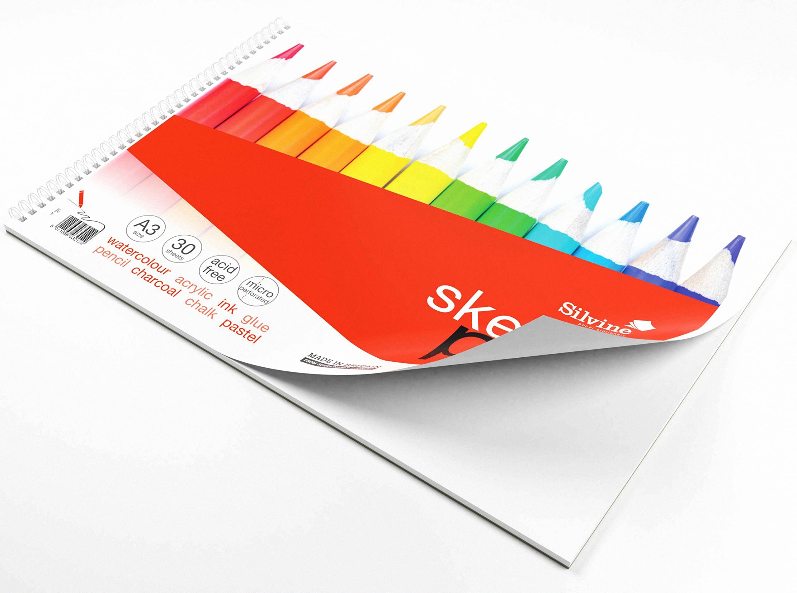 Silvine Sketch Pad - A3 Size | 130gsm Smooth Cartridge Paper | 30 Sheets 3