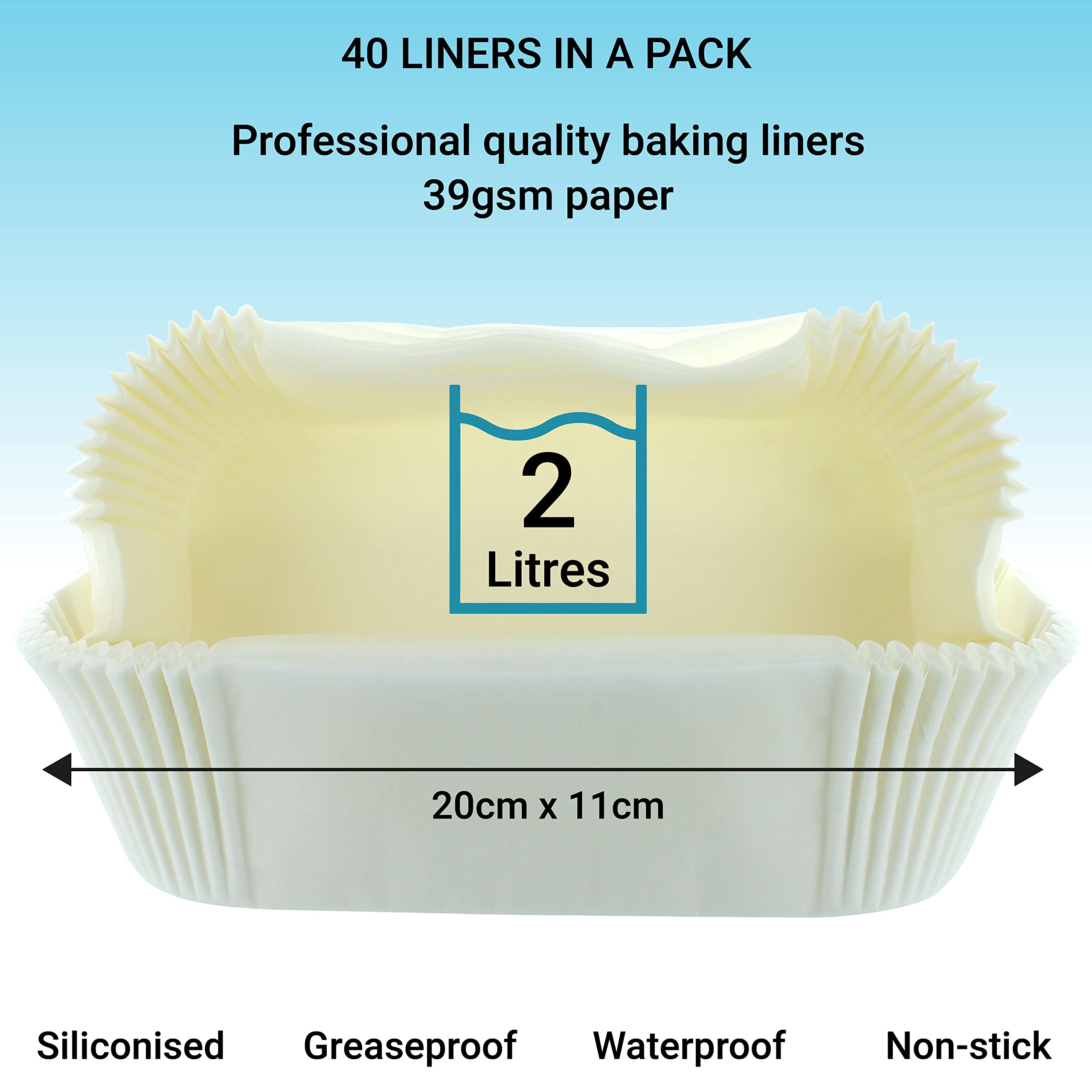 Doric Loaf Tin Liners - 40 Pack Non-Stick Siliconised Greaseproof Paper for Ovens & Air Fryers 5