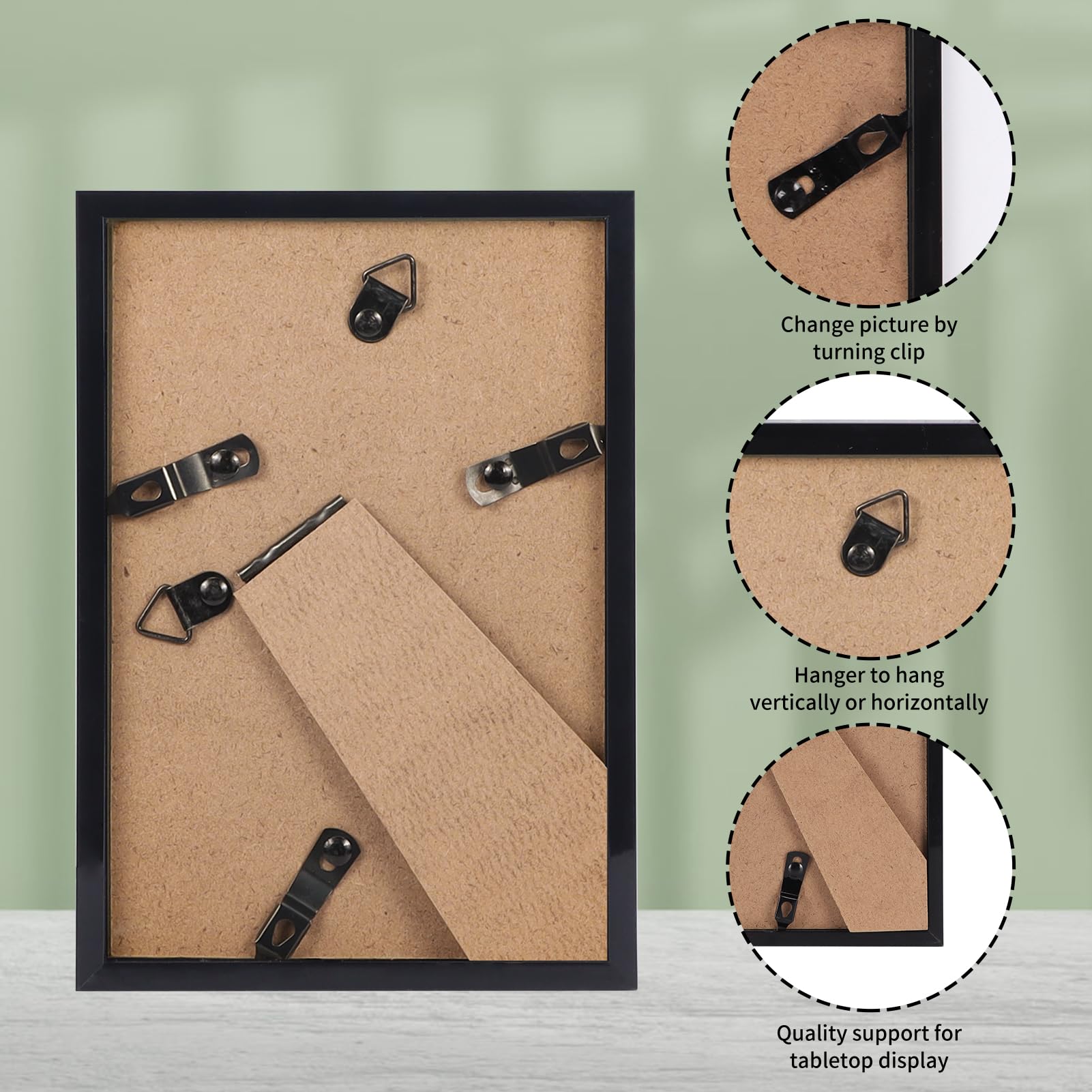 Ditwis 6x4 Inch Black Photo Frame - Lightweight PVC/PS Construction for Wall or Tabletop Display 7