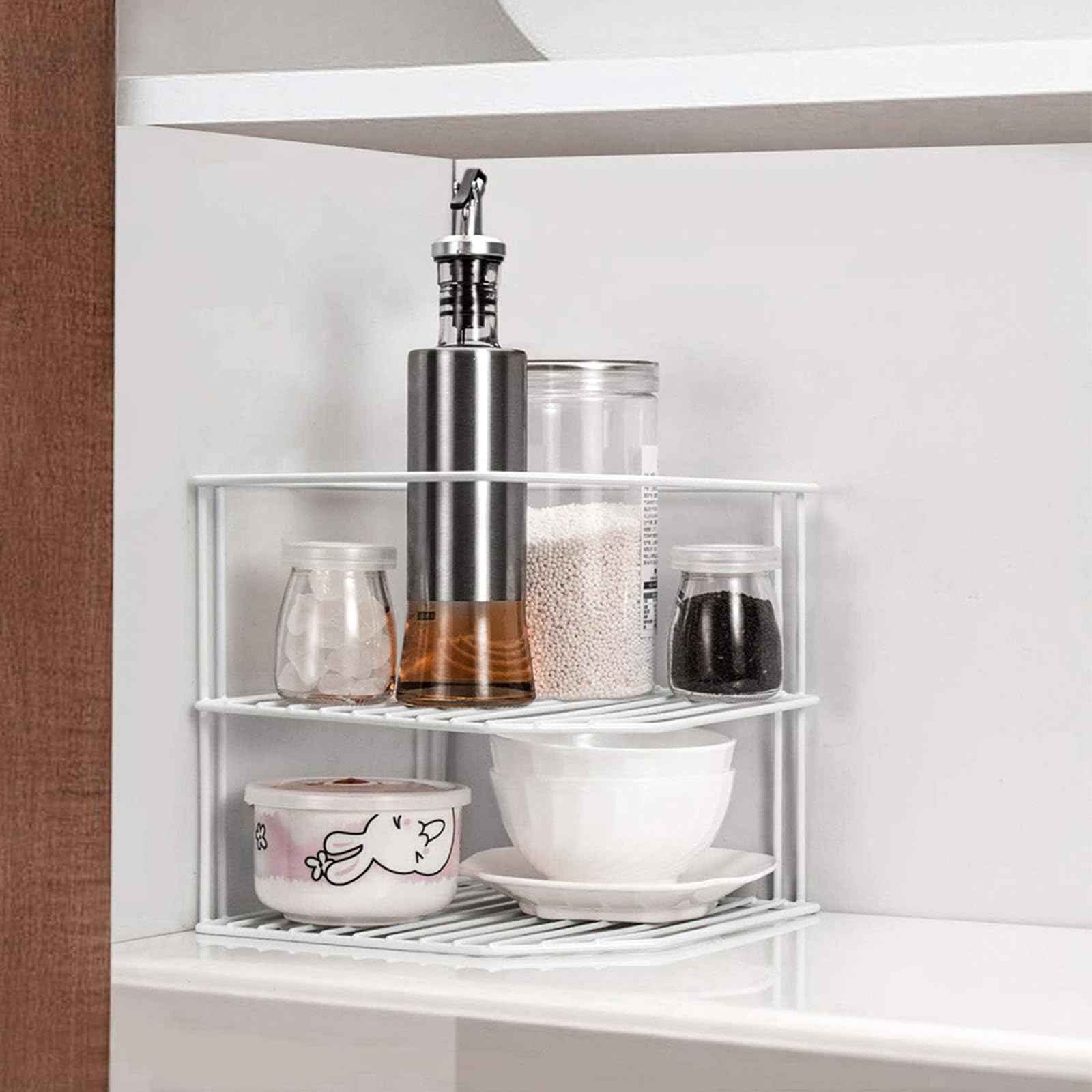 ASelected 3 Tier Corner Plate Rack for Kitchen Cabinets | Chrome-Plated Metal | 23x23x20cm 4