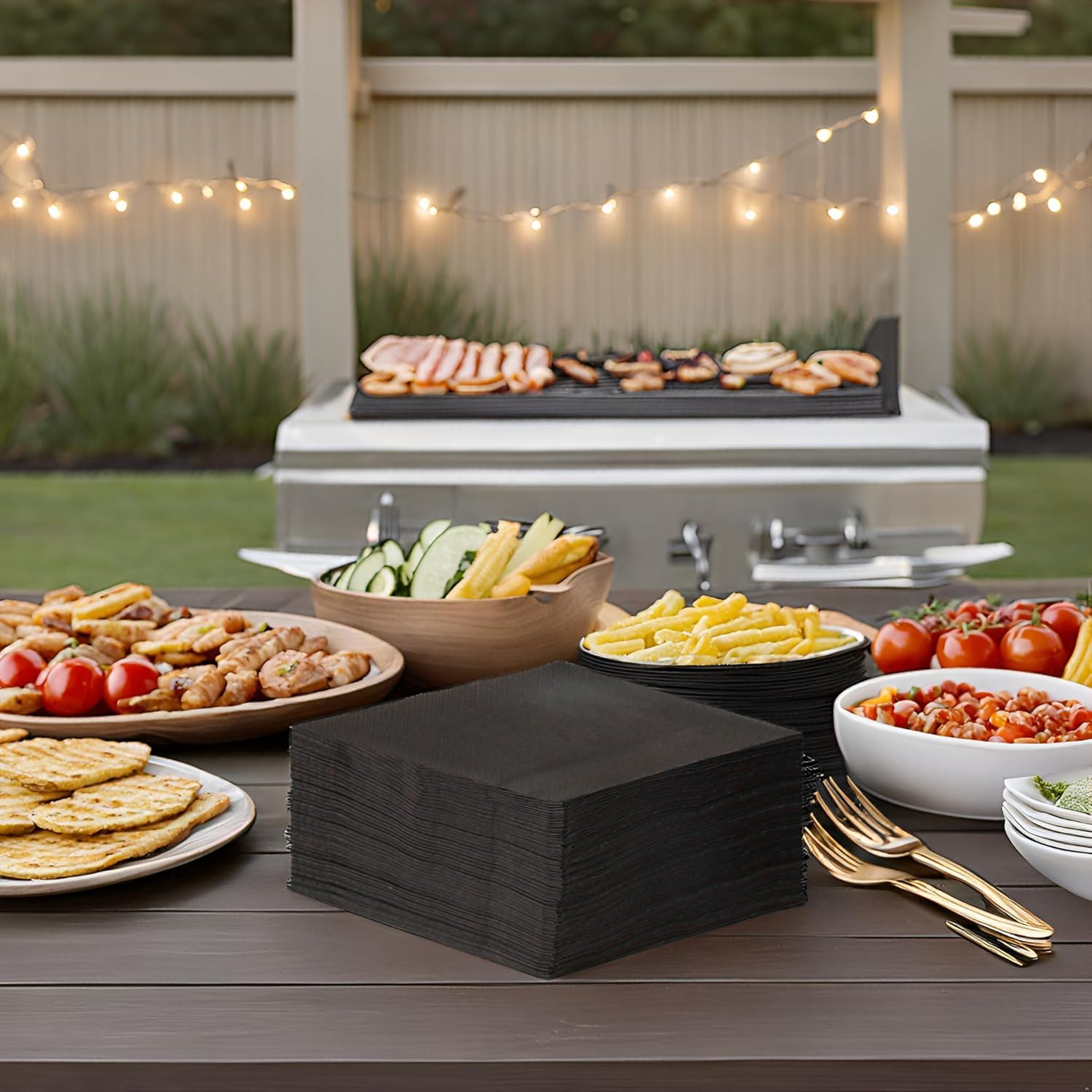 Talking Tables Soft Black Paper Napkins - 100 Pack | 33cm Open Size | Home Recyclable 8