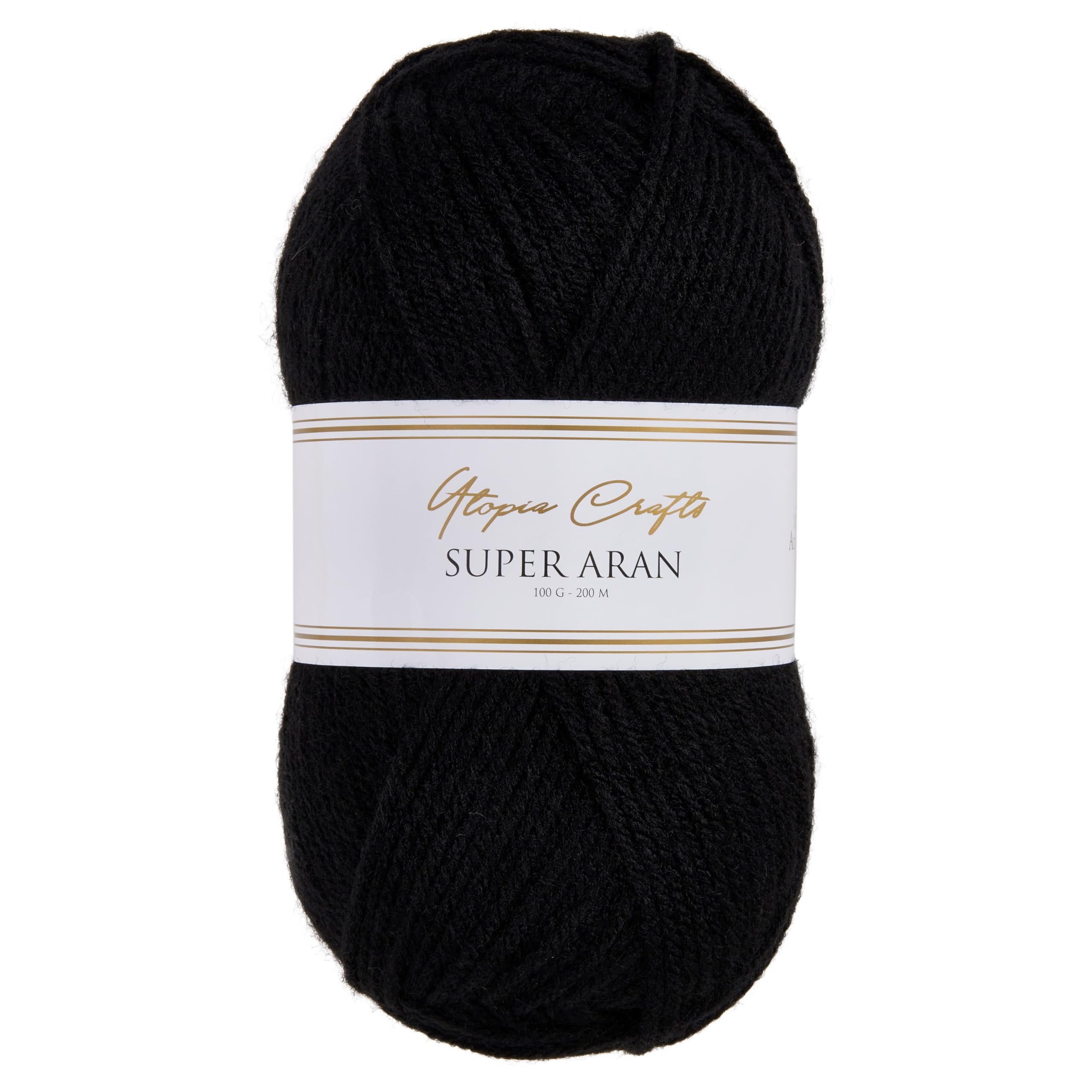 Utopia Crafts Aran Weight Yarn - 100% Acrylic, Black, 100g Skein | Oeko-Tex Certified 1