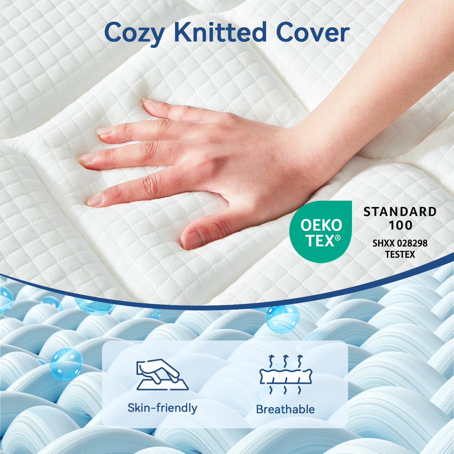 ELEMUSE Firm Hybrid Mattress - Double 10.6 Inch, Memory Foam & Pocket Sprung | Orthopedic Support 2