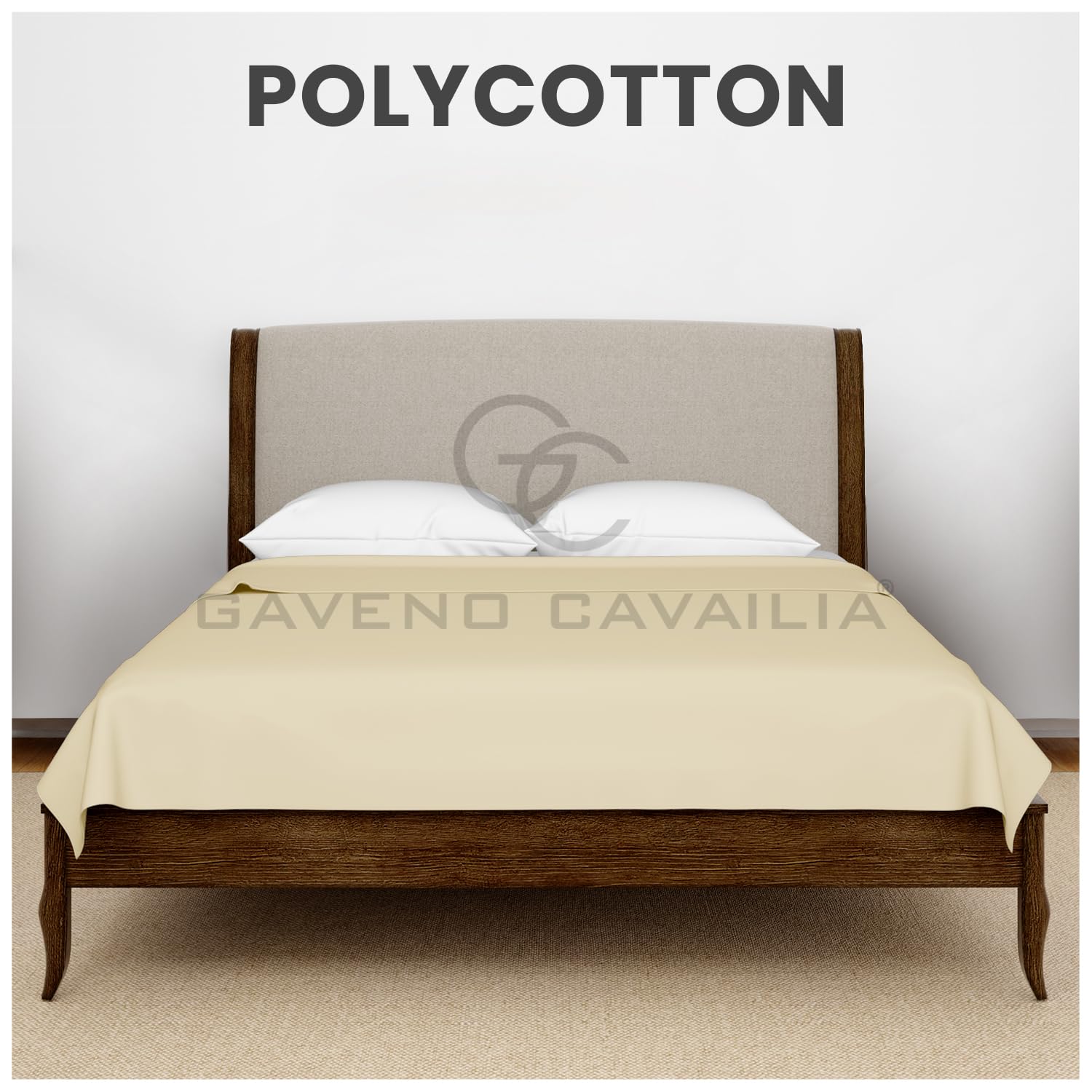 GC GAVENO CAVAILIA Super Soft Plain Dyed Diamond Flat Sheet | King Size | Cream | Poly-Cotton 3