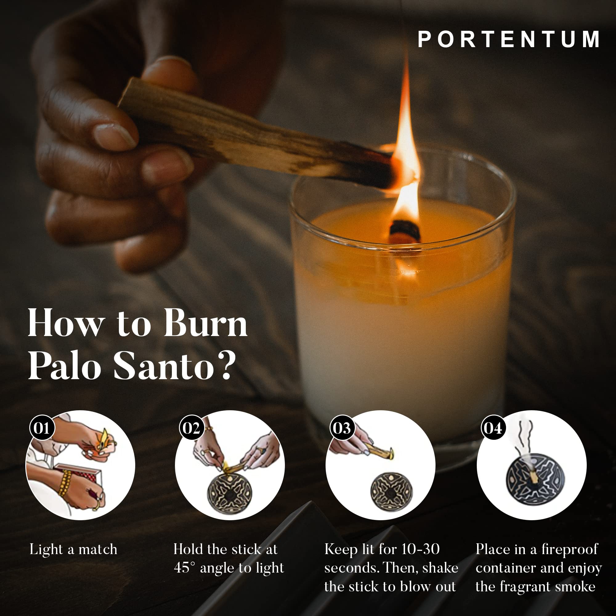 PORTENTUM Palo Santo Incense - 50g Natural Sacred Wood for Energy Purification | Stress Relief 6