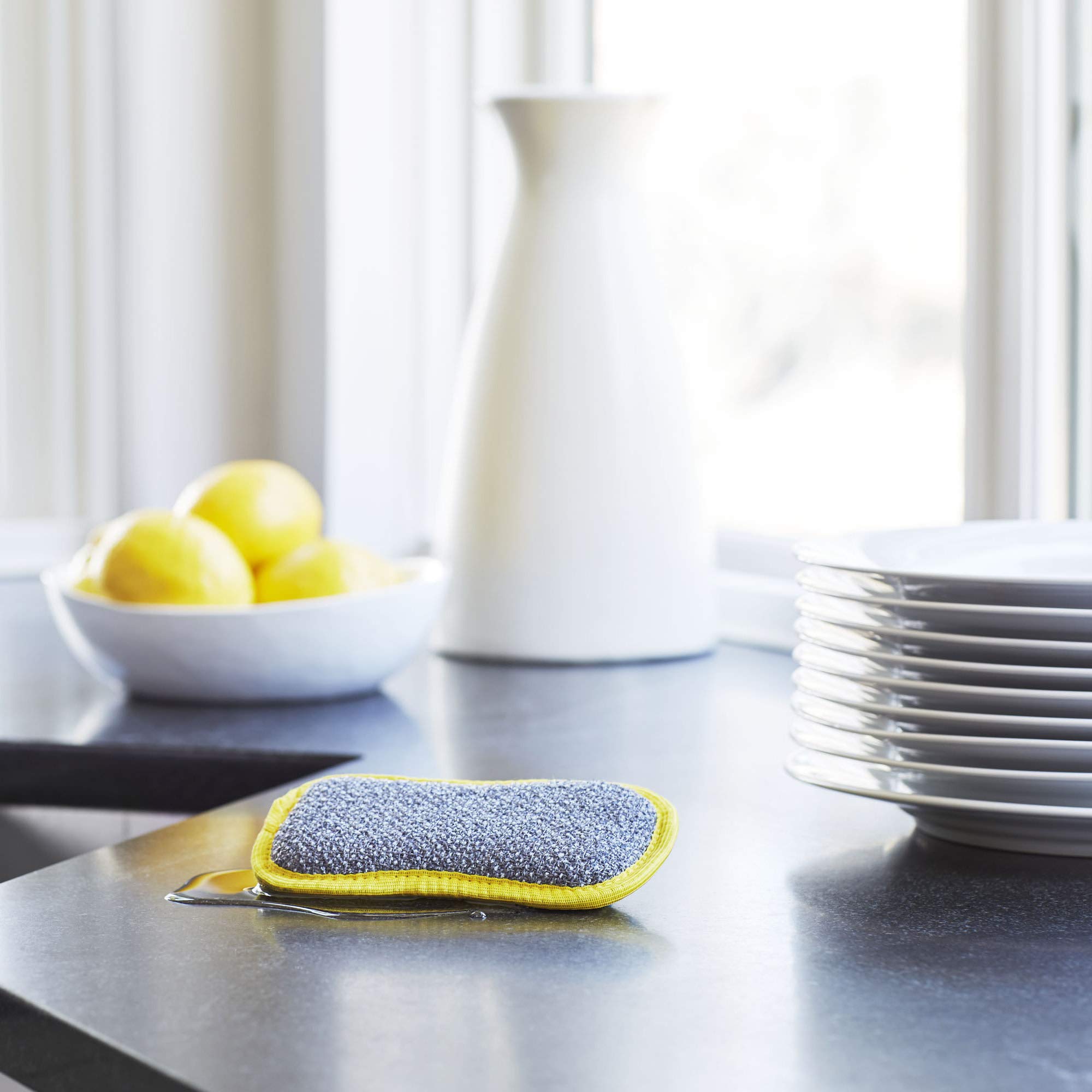 E-Cloth Washing Up Pad - Non-scratch Kitchen Scrub Sponge, Guaranteed 300 Washes | Yellow, Pack of 1 3