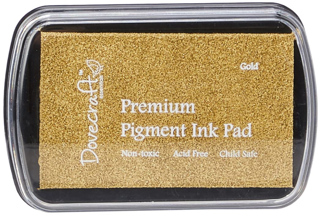 Dovecraft Essentials Premium Pigment Ink Pad - Gold | Acid Free | Large Raised Surface 1