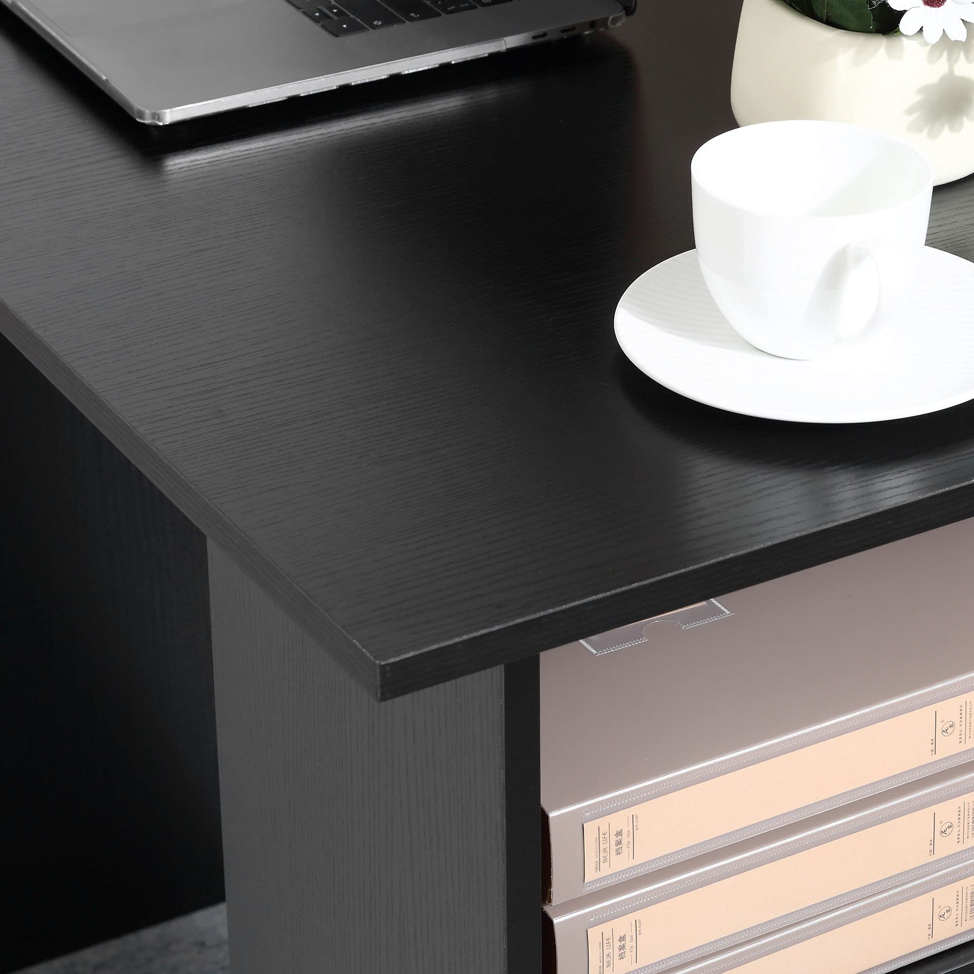 HOMCOM Computer Desk with Drawers and Shelves - Reversible Layout | 120 x 49 cm | Black 8